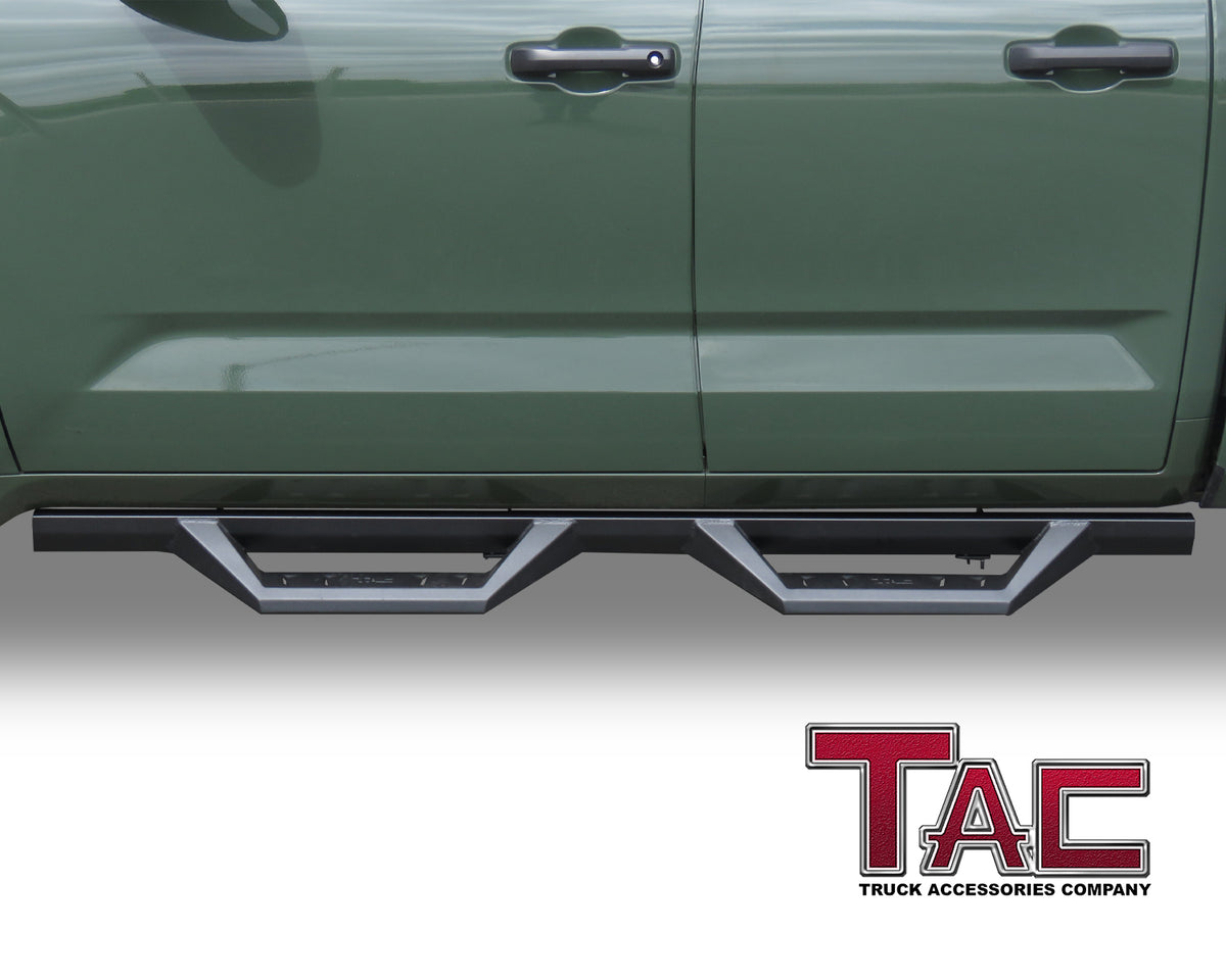 TAC Sidewinder Running Boards Compatible with 2022-2024 Toyota Tundra  Double Cab Truck Pickup 4” Drop Fine Texture Black Side Steps Nerf Bars  Rock