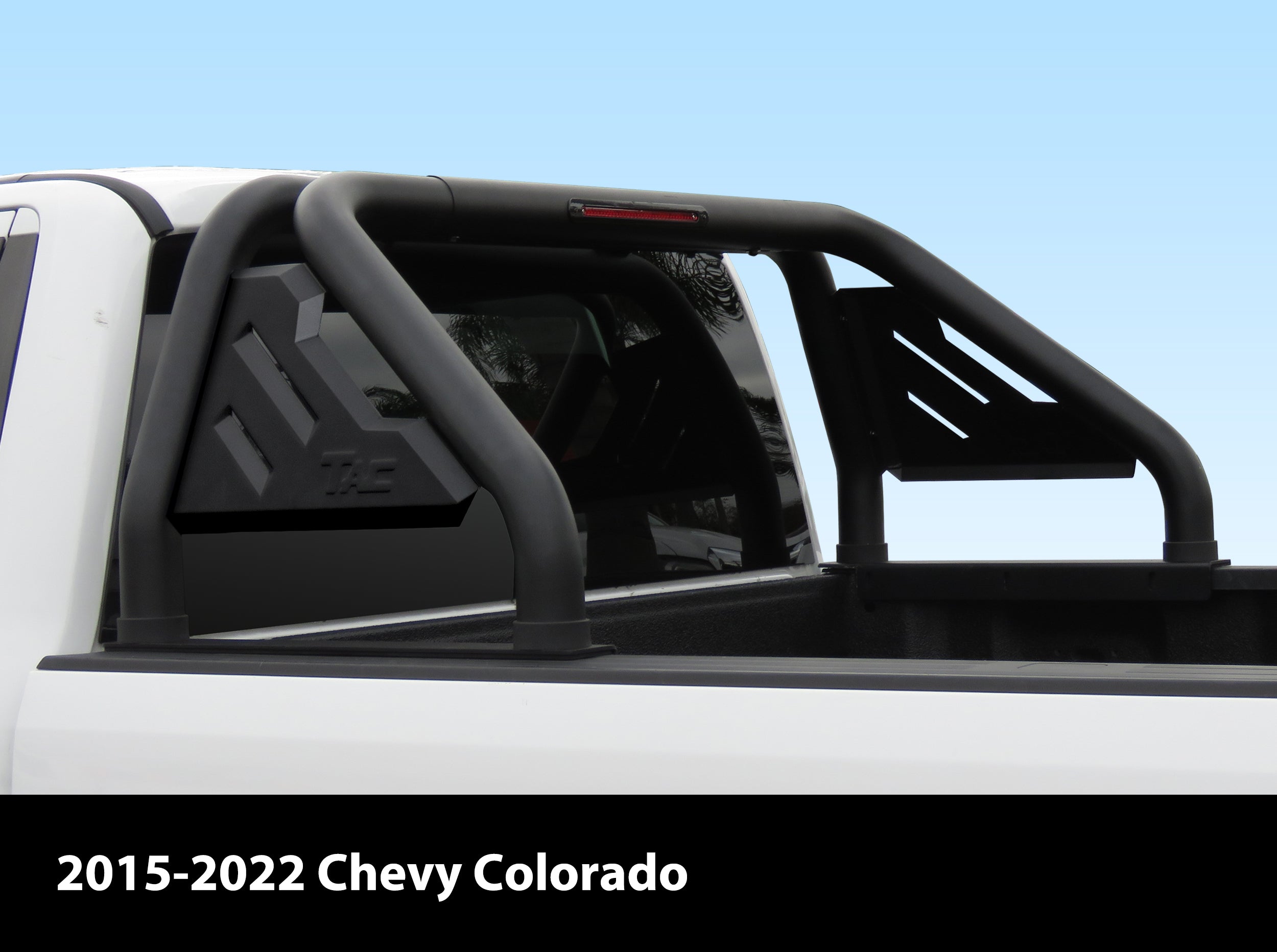 Fits 2015-2022 Chevy Colorado Full Size Pickup Truck Roll Bar| Sport Bar | With Brake Light | Carbon Steel Black (Include Mount Plate of LED Light) - 0