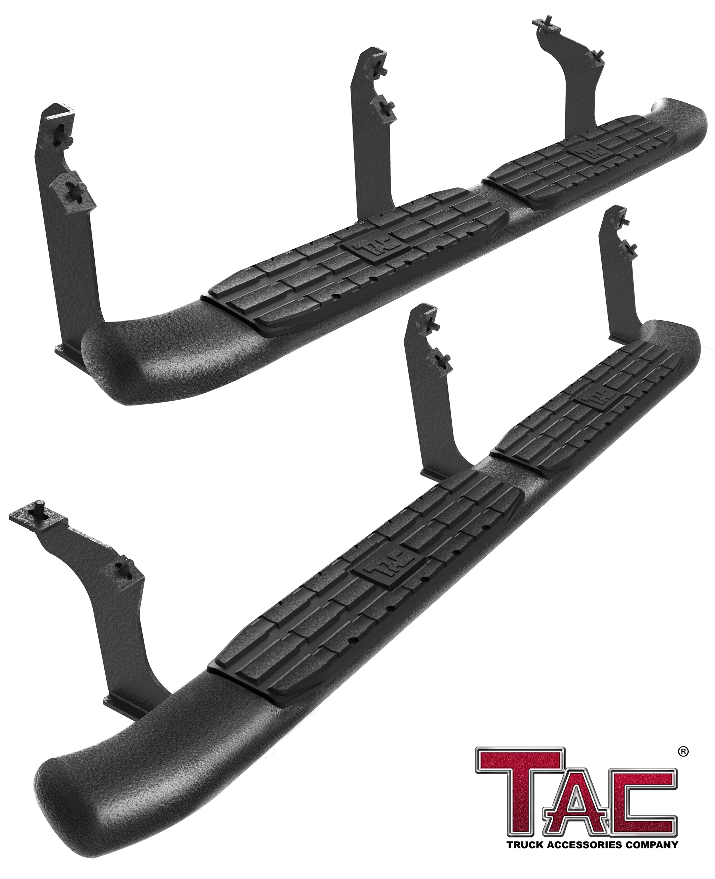 TAC Heavy Texture Black PNC Side Steps For 2019-2023 Ford Ranger Super Cab Truck | Running Boards | Nerf Bars | Side Bars