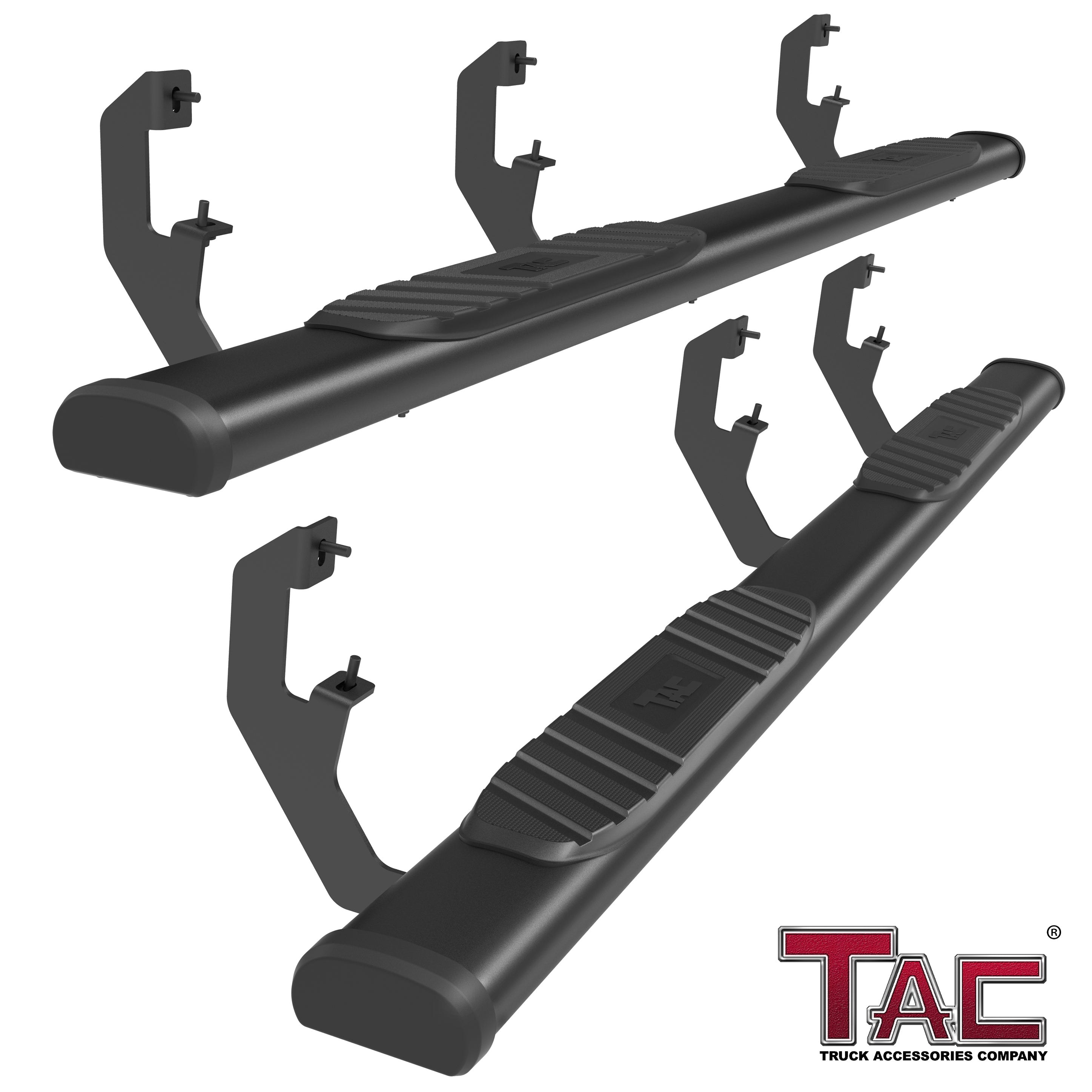 TAC Arrow Side Steps Running Boards Compatible with 2019-2025 Chevy Silverado/GMC Sierra 1500 | 2020-2025 2500/3500 Heavy Duty Double Cab Truck 5" Aluminum Texture Black Step Rails Nerf Bars