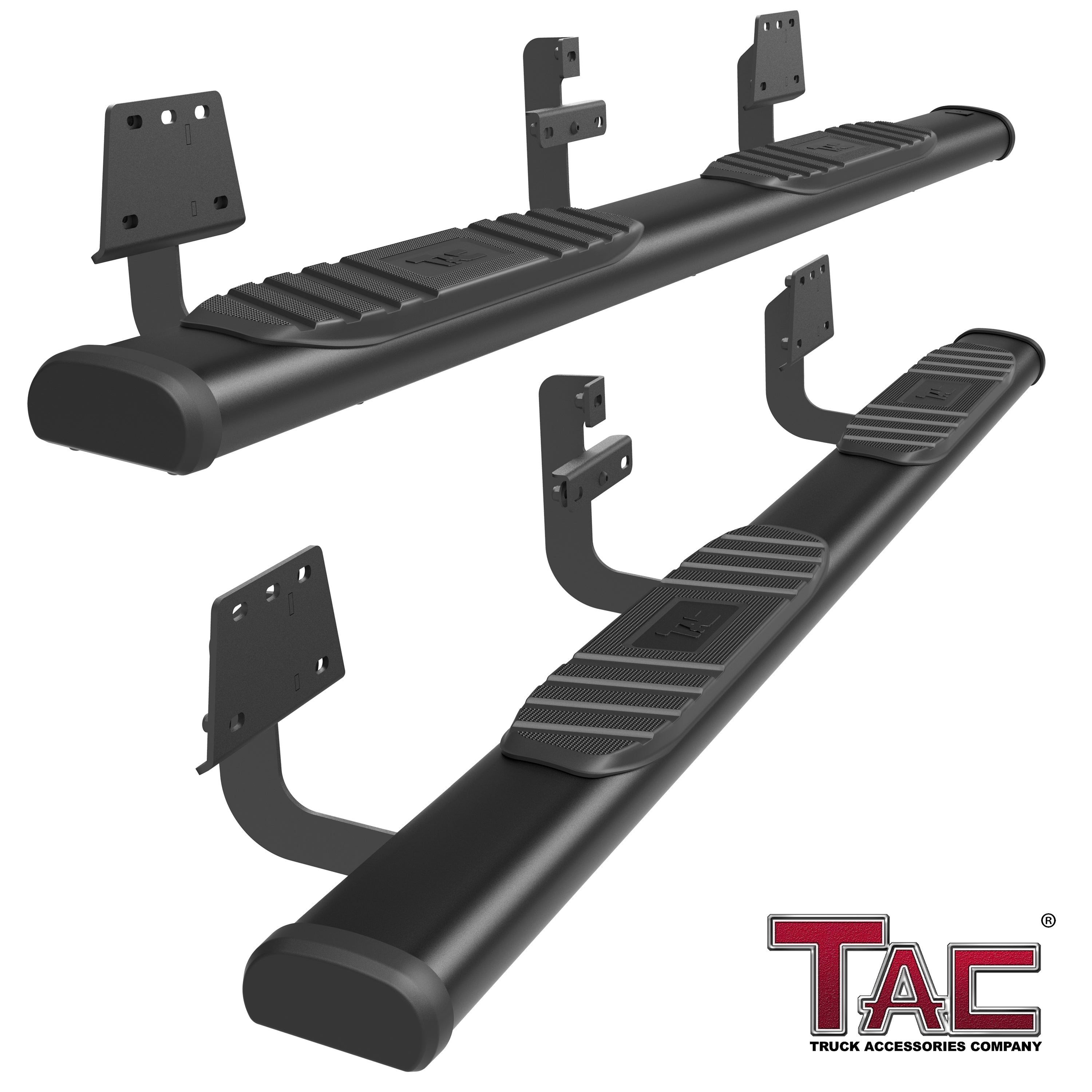 TAC Arrow Side Steps Running Boards Compatible with 2019-2025 Dodge RAM 1500 Quad Cab(Excl. 2019-2024 Ram 1500 Classic) Truck Pickup 5"  Aluminum Texture Black Step Rails Nerf Bars Lightweight