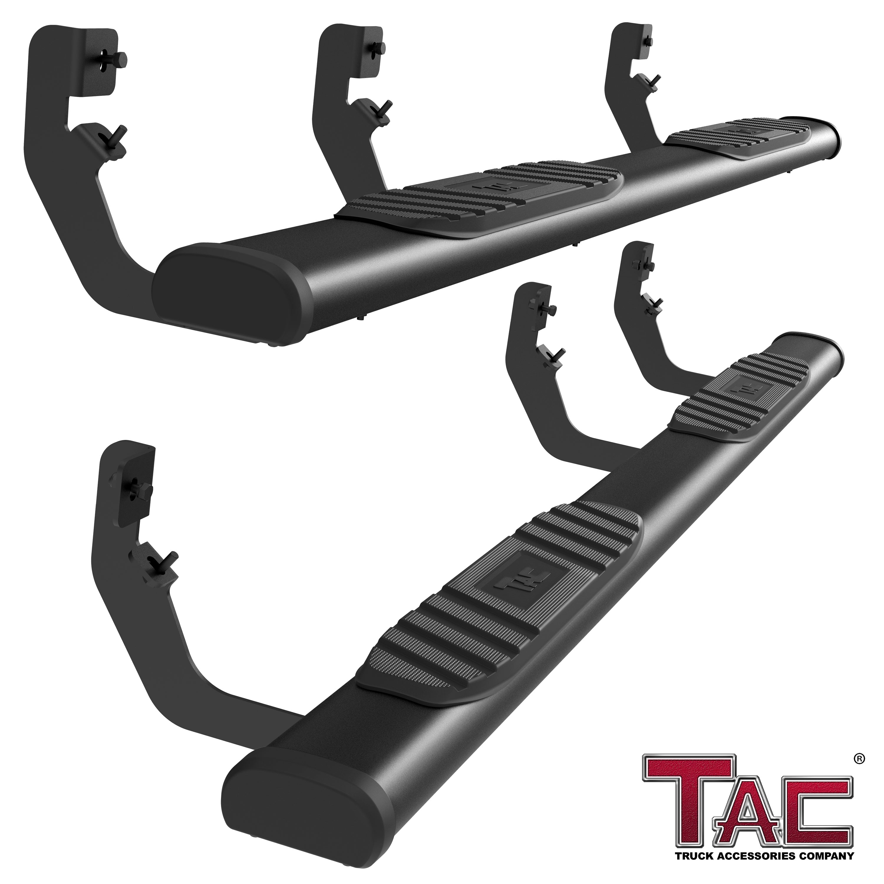 TAC Arrow Side Steps Running Boards Compatible with 2004-2024 Nissan Titan / 2016-2024 Nissan Titan XD Crew Cab Truck Pickup 5" Aluminum Texture Black Step Rails Nerf Bars Lightweight