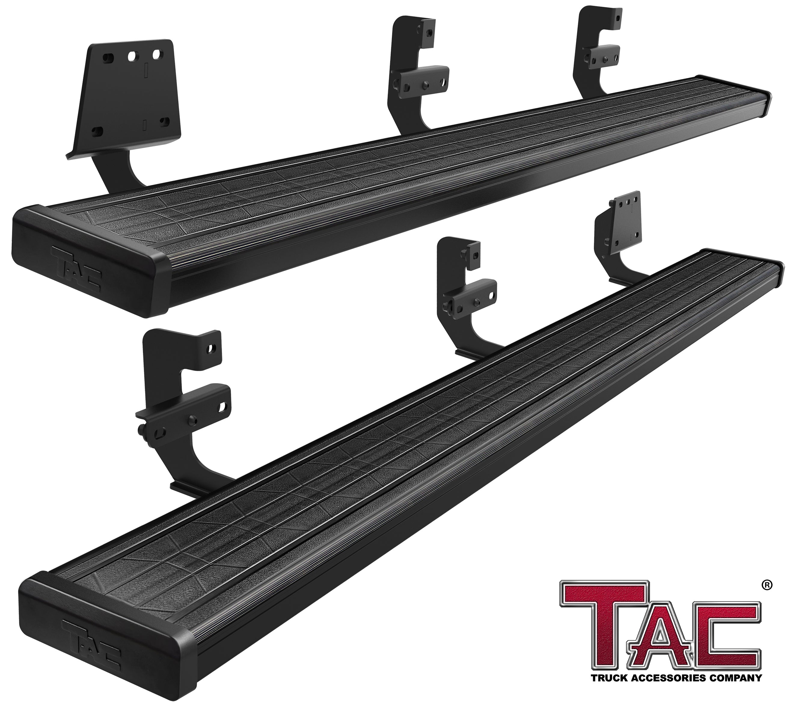 TAC Spear Running Boards Compatible with 2019-2024 Dodge RAM 1500 Crew Cab Pickup 6" Side Step Rail Nerf Bar Truck Accessories Aluminum Texture Black Width Body Lightweight 2Pcs