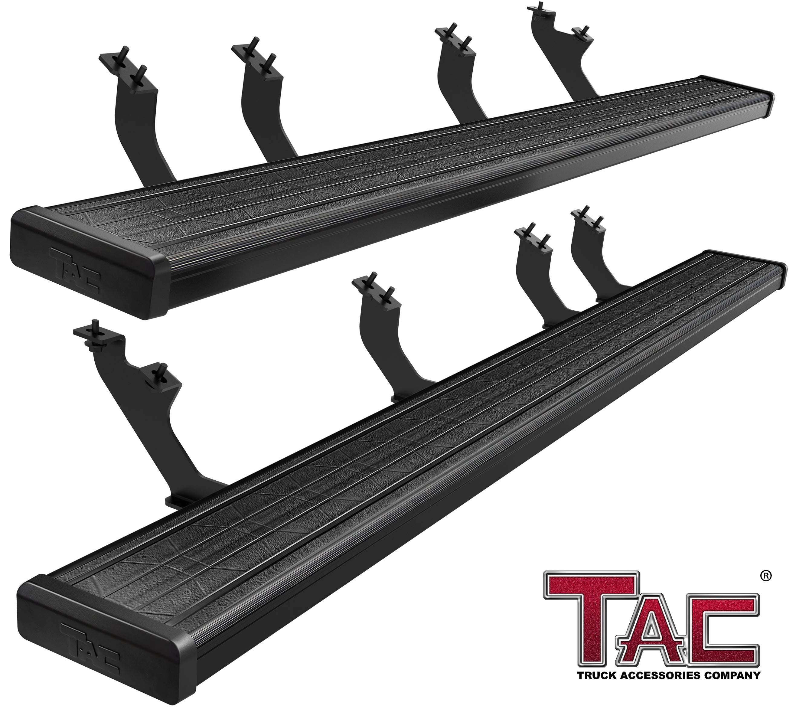 TAC Spear Running Boards Compatible with 2022-2024 Toyota Tundra Double Cab 6" Side Step Rail Nerf Bar Truck Accessories Aluminum Texture Black Width Body and Soft top Lightweight 2Pcs