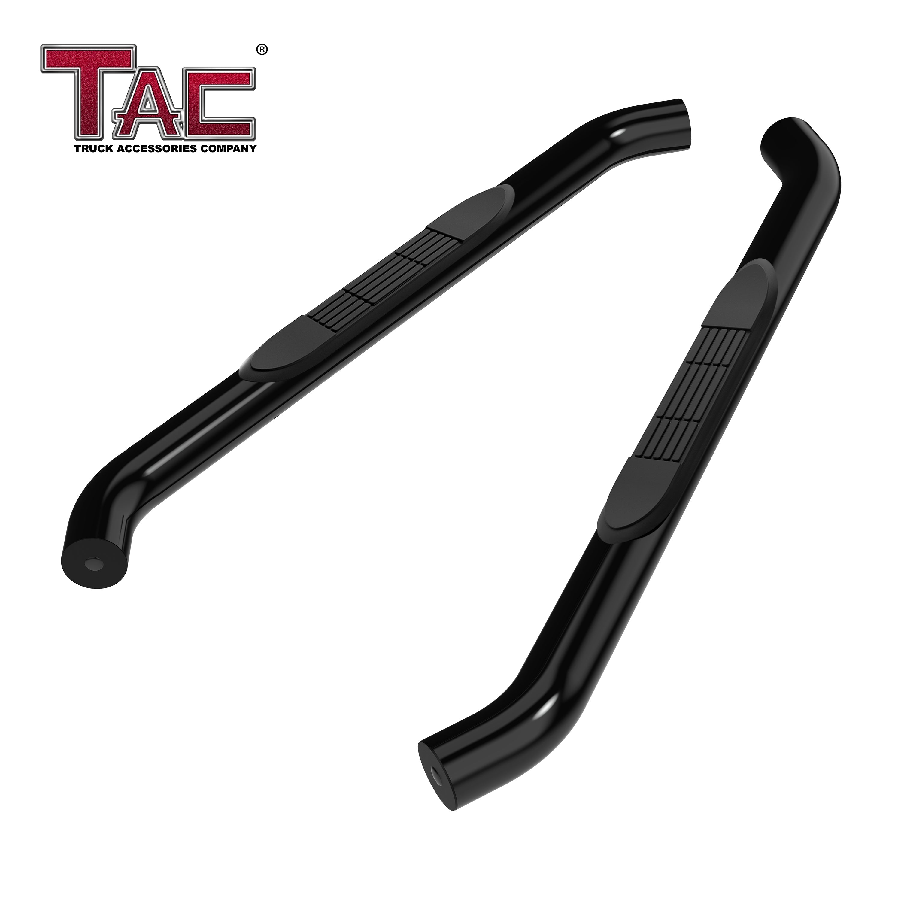 TAC Gloss Black 3" Side Steps For 2007-2018 Jeep Wrangler JK 2 Door (Exclude 2018 Wrangler JL Models) SUV | Running Boards | Nerf Bars | Side Bars