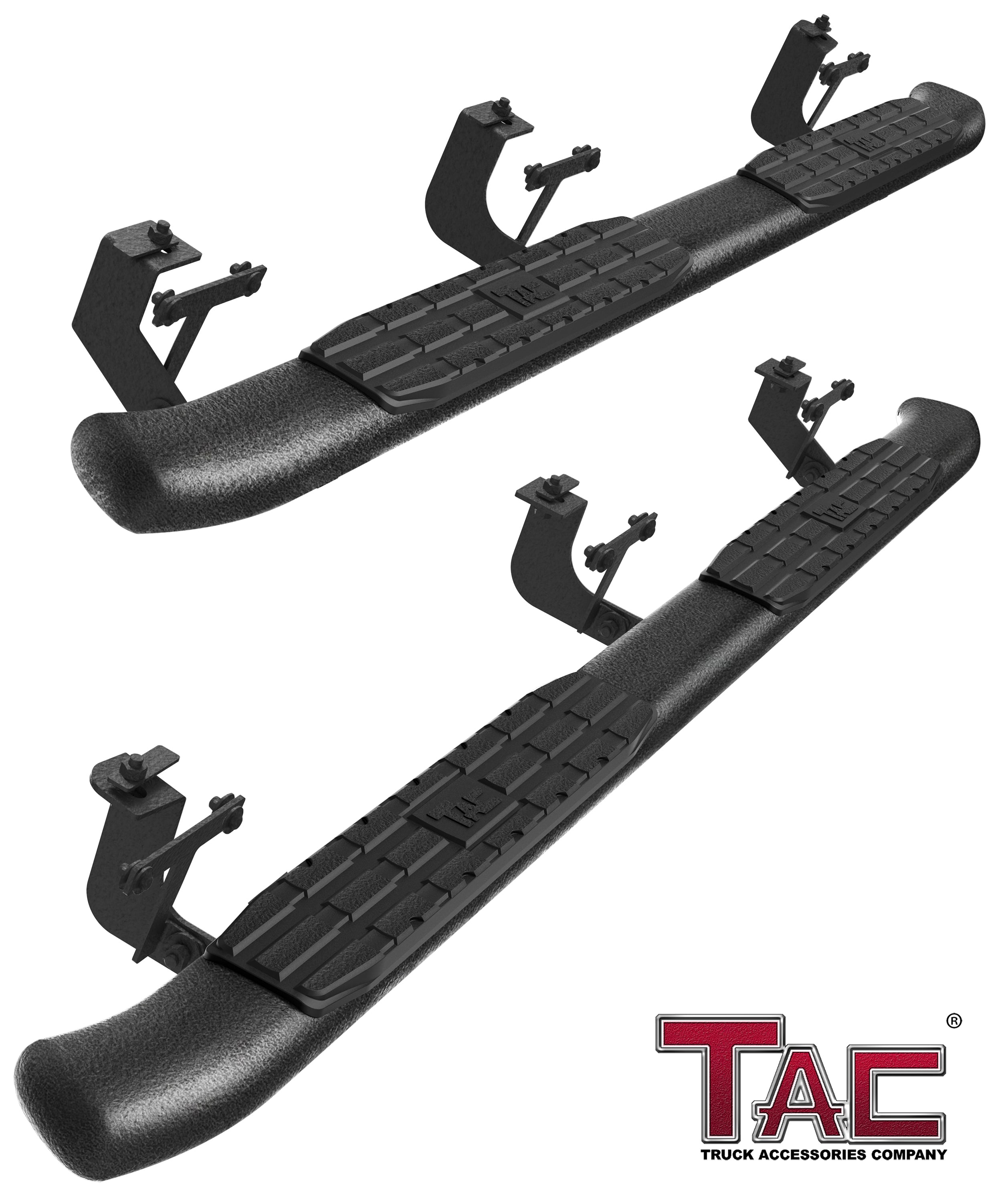 TAC Heavy Texture Black PNC Side Steps For 2007-2018 Jeep Wrangler JK 4 Door SUV (Exclude 2018 Wrangler JL Models) | Running Boards | Nerf Bars | Side Bars