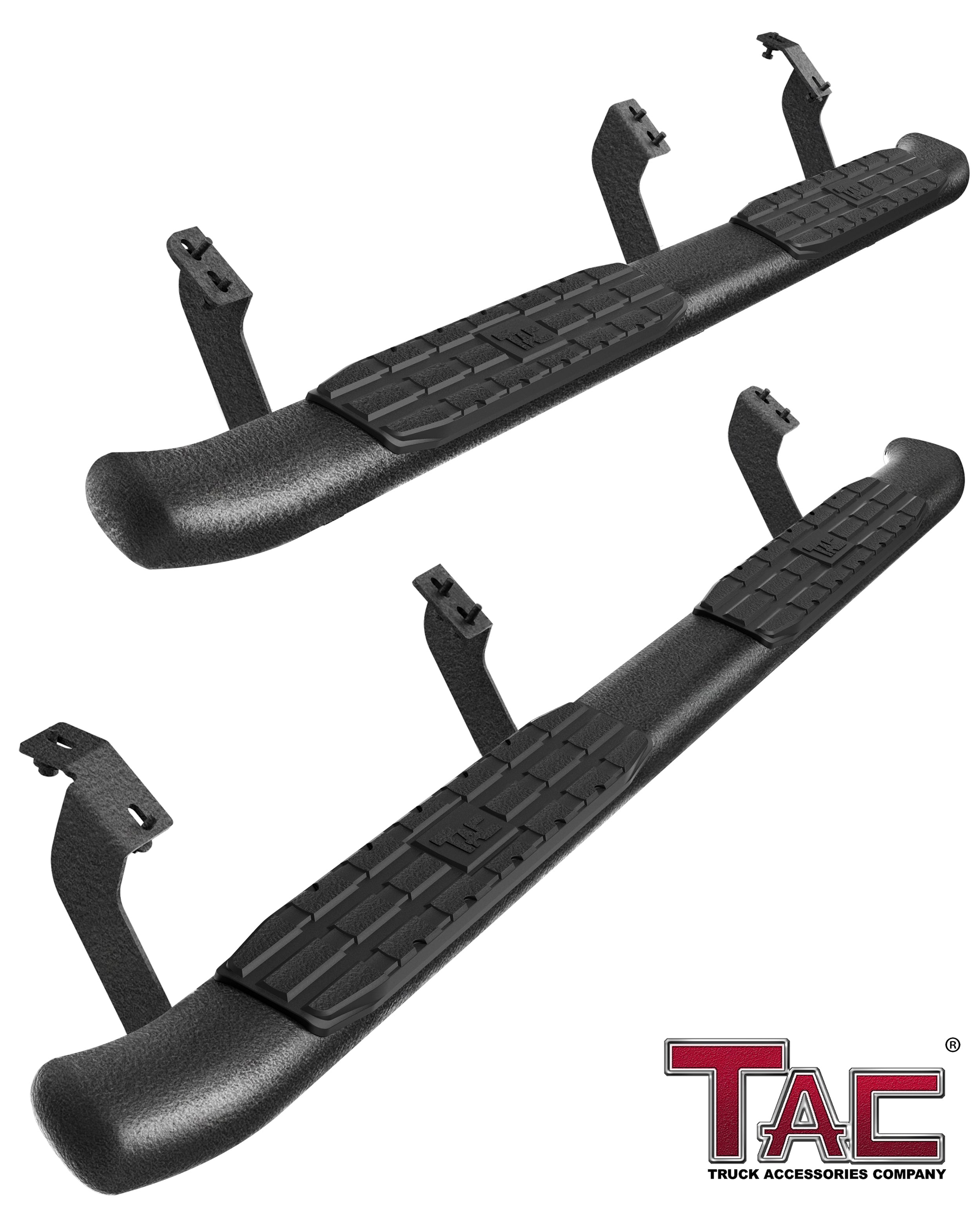 TAC Heavy Texture Black PNC Side Steps For 2007-2021 Toyota Tundra Double Cab Truck | Running Boards | Nerf Bars | Side Bars