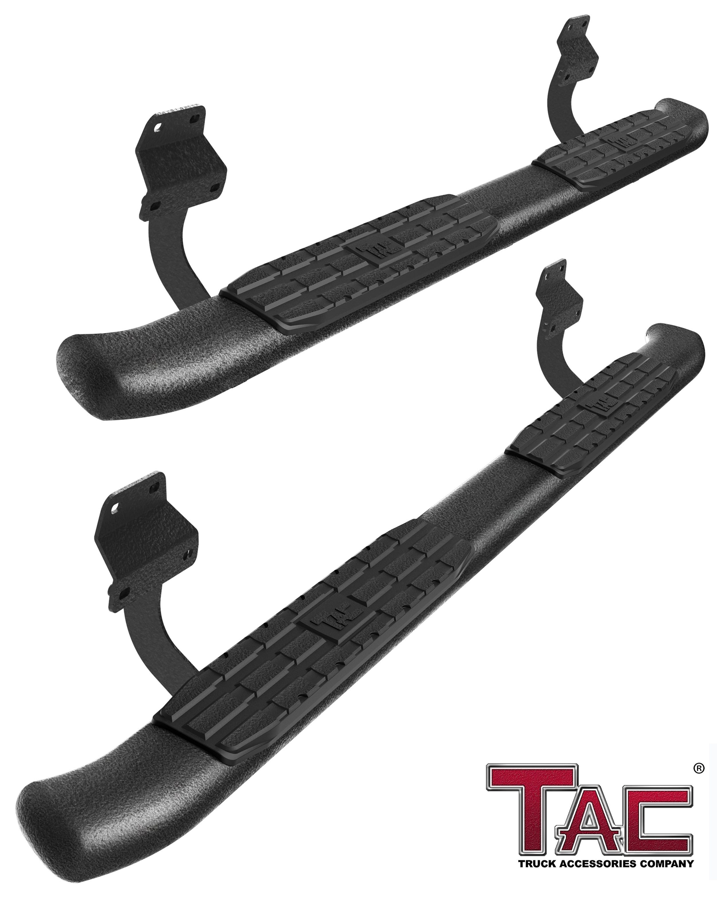 TAC Side Steps Running Boards Compatible with 2015-2024 Ford F150 | 2017-2024 F250/350/450/550 Super Duty Super Cab Truck Pickup 4.25" Texture Black Side Bars Nerf Bars Off Road Accessories (2pcs)