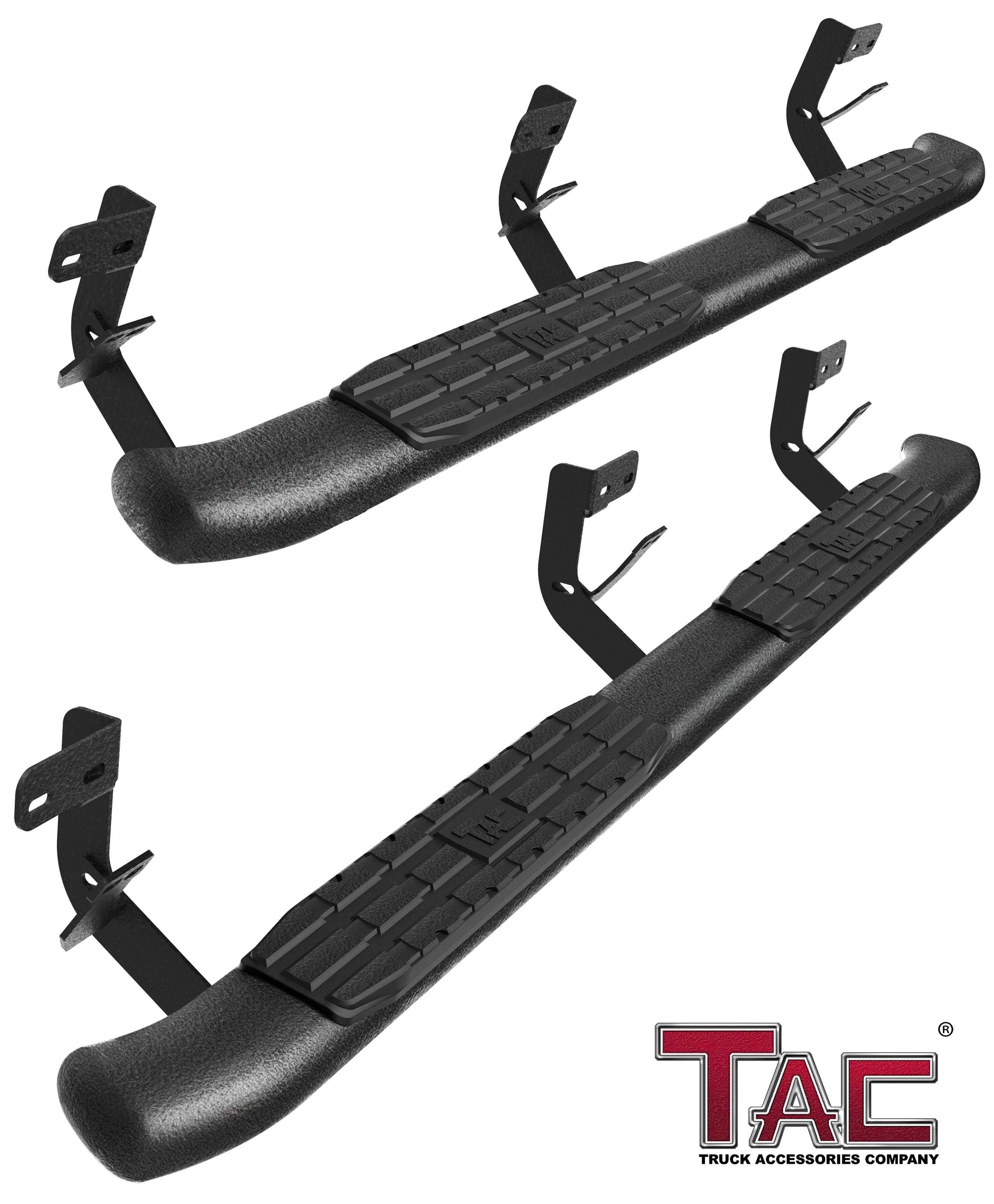 TAC Heavy Texture Black PNC Side Steps For 2009-2018 Dodge Ram 1500 Quad Cab (Incl. 2019-2024 Ram 1500 Classic) Truck | Running Boards | Nerf Bars | Side Bars