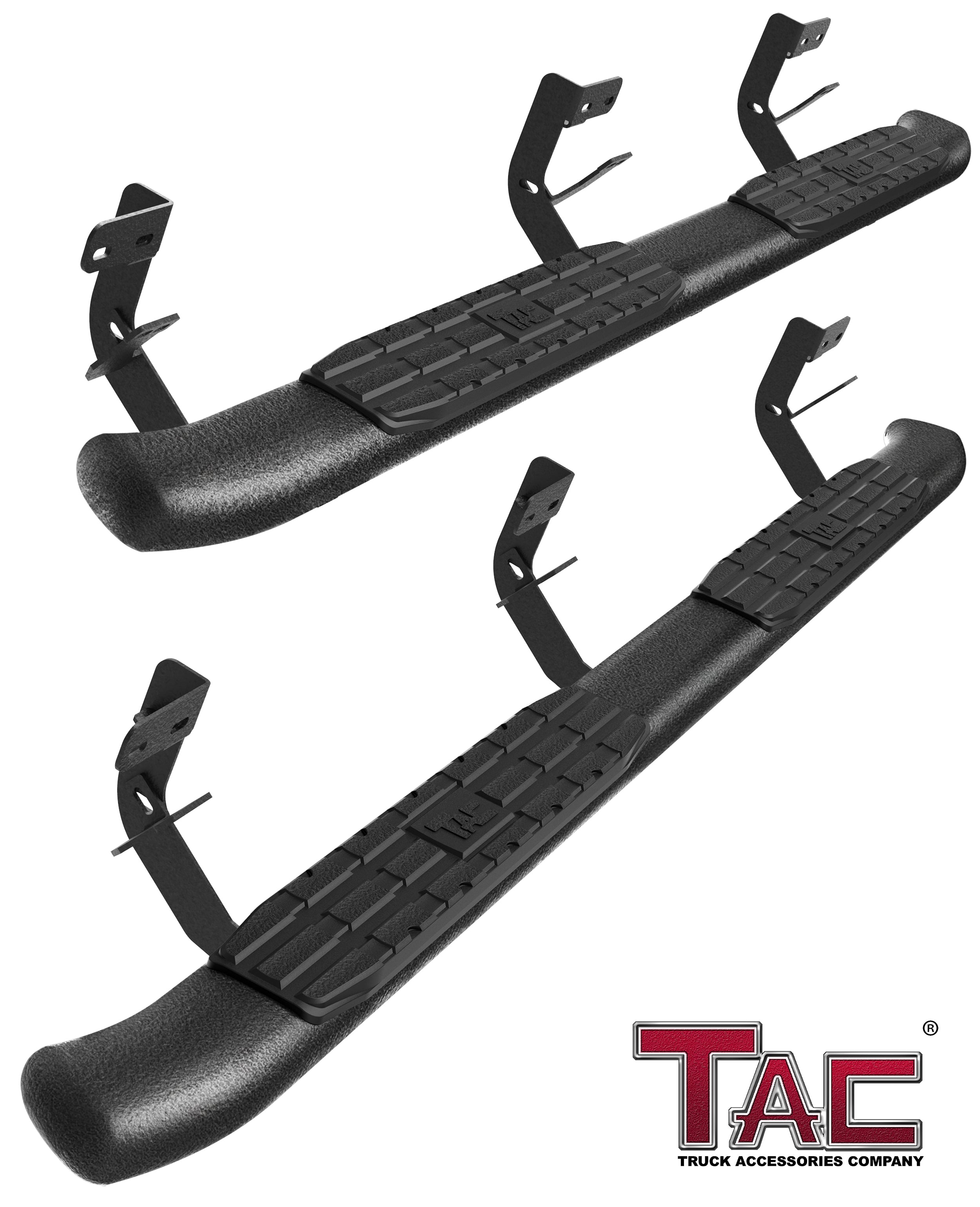 TAC Heavy Texture Black PNC Side Steps For 2009-2018 Dodge Ram 1500 (Incl. 2019-2023 Ram 1500 Classic) /2010-2024 Dodge Ram 2500 3500 4500 5500 Crew Cab (Incl. Chassis Cab Diesel models) Truck | Running Boards | Nerf Bars | Side Bars