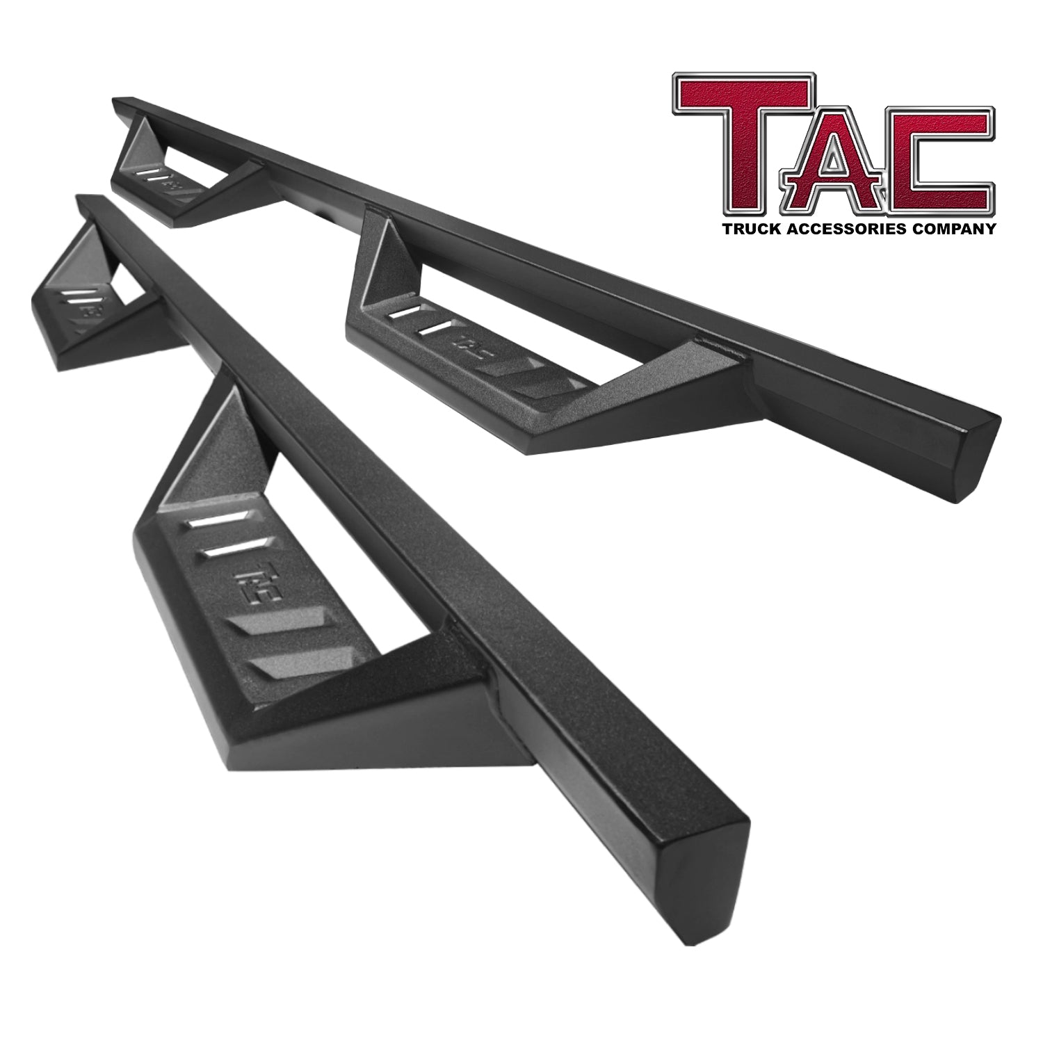 TAC Sidewinder Side Steps Running Boards Fit 2024 Toyota Tacoma Double Cab Truck Pickup 4” Drop Fine Texture Black Nerf Bars Rock Slider Armor Off-Road Accessories (2pcs)