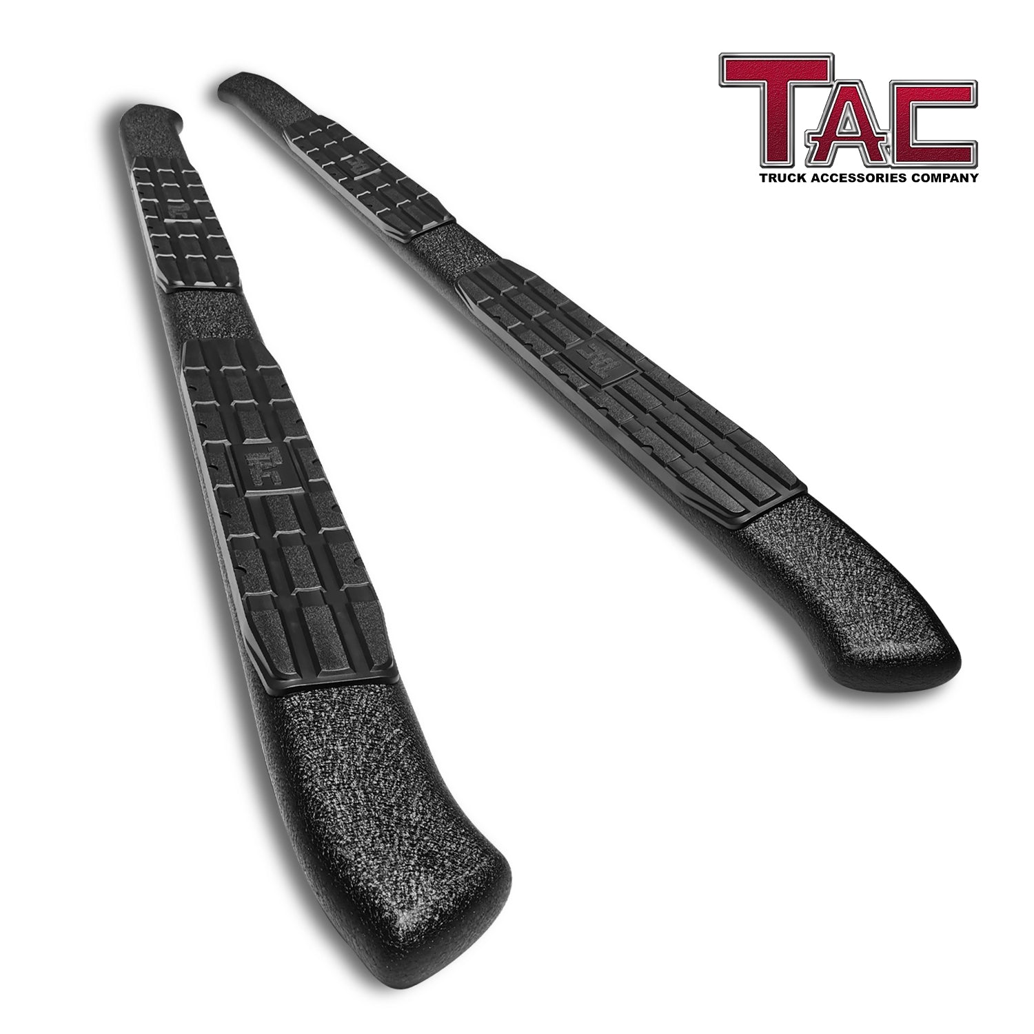 TAC Side Step for 2024 Toyota Tacoma Double Cab Pickup Truck 4" Oval Bend Texture Black Nerf Bars Running Boards (Texture Powder Coating Brackets)