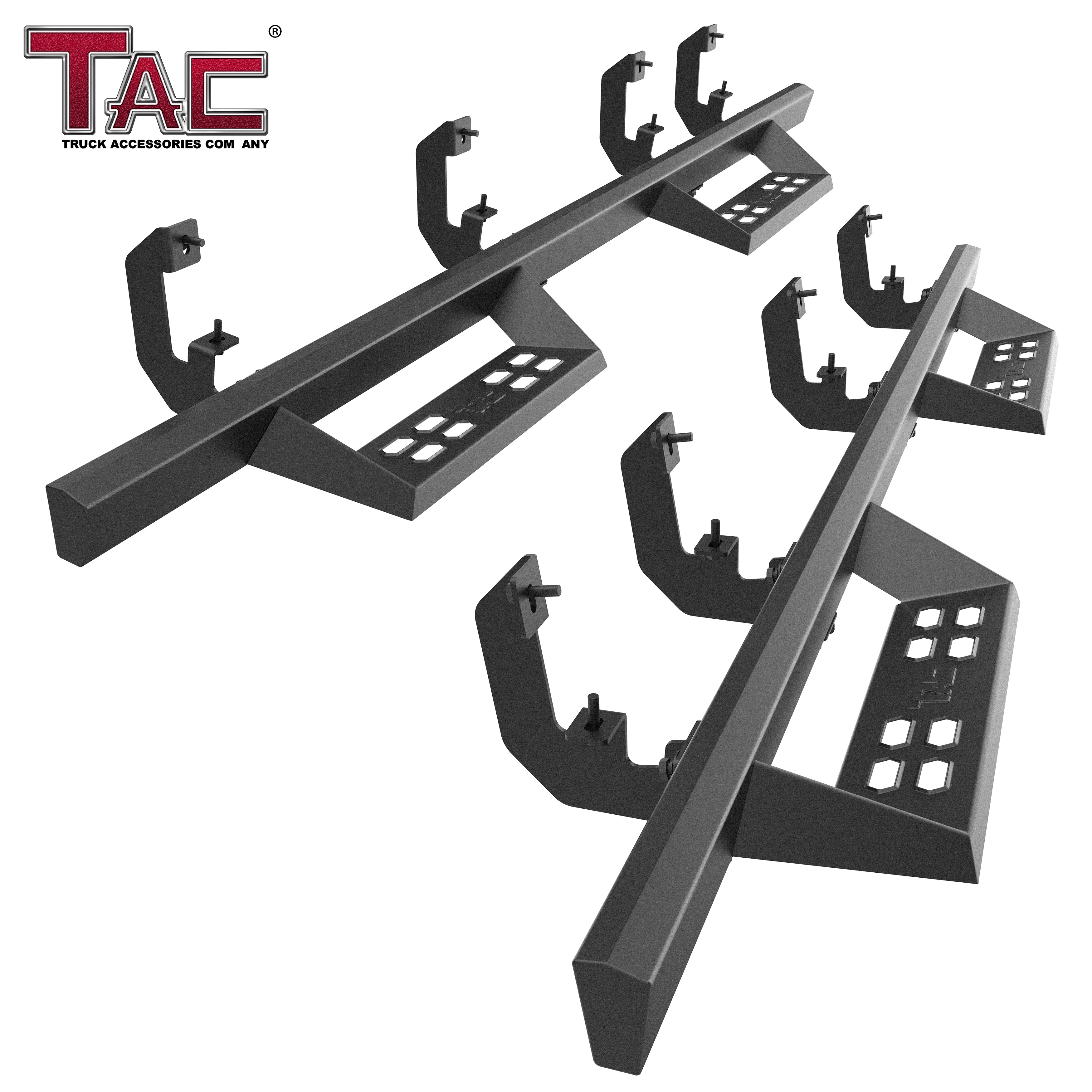 TAC Sniper Running Boards Fit 2019-2025 Chevy Silverado/GMC Sierra 1500 | 2020-2025 2500/3500 Double Cab (Excl. 2019 Silverado 1500 LD/Sierra 1500 Limited) Truck Pickup 4" Black Side Steps Nerf Bars 2pcs