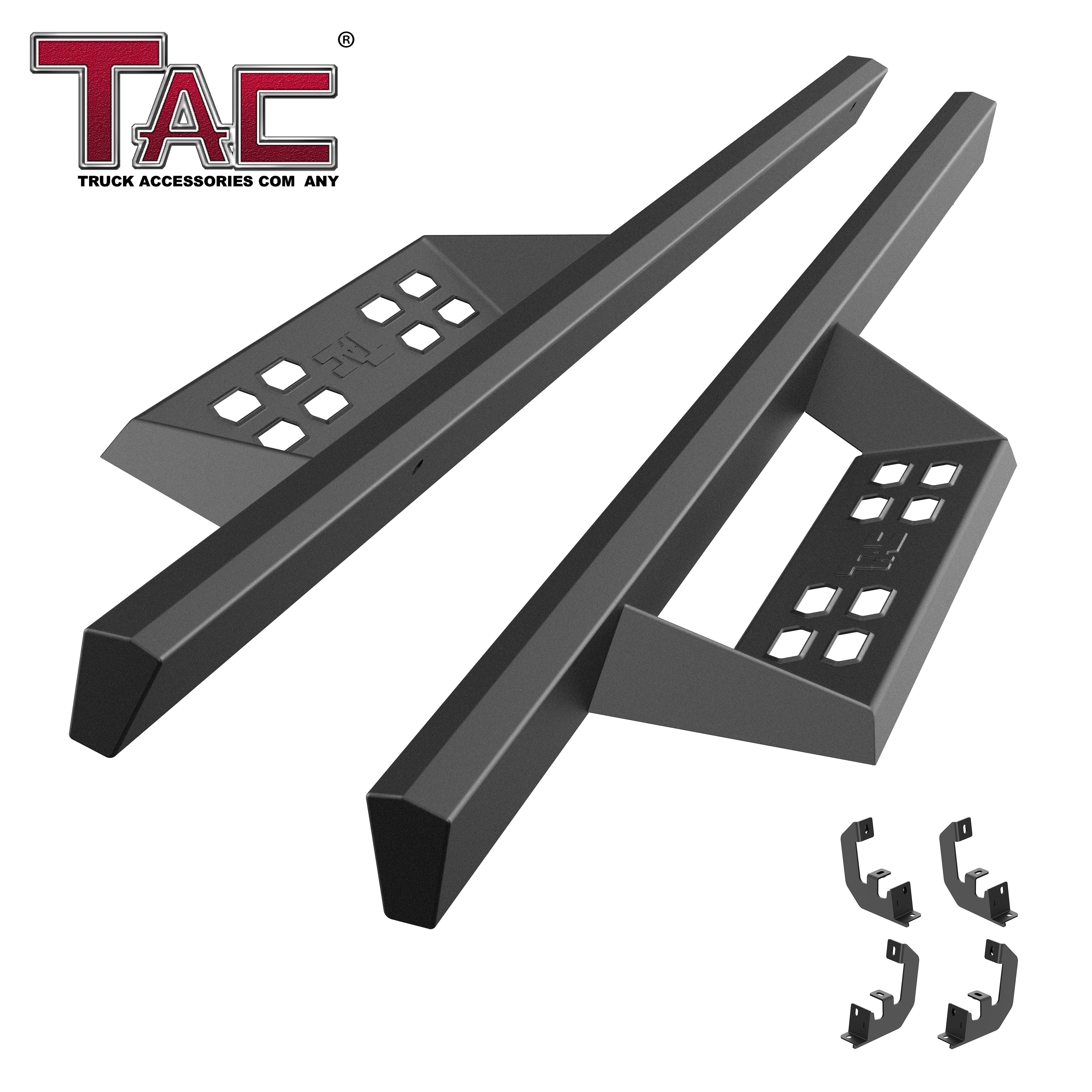 TAC Sniper Running Boards Fit 2019-2024 Chevy Silverado/GMC Sierra 1500 | 2020-2024 2500/3500 Regular Cab Truck Pickup 4" Fine Texture Black Side Steps Nerf Bars 2pcs