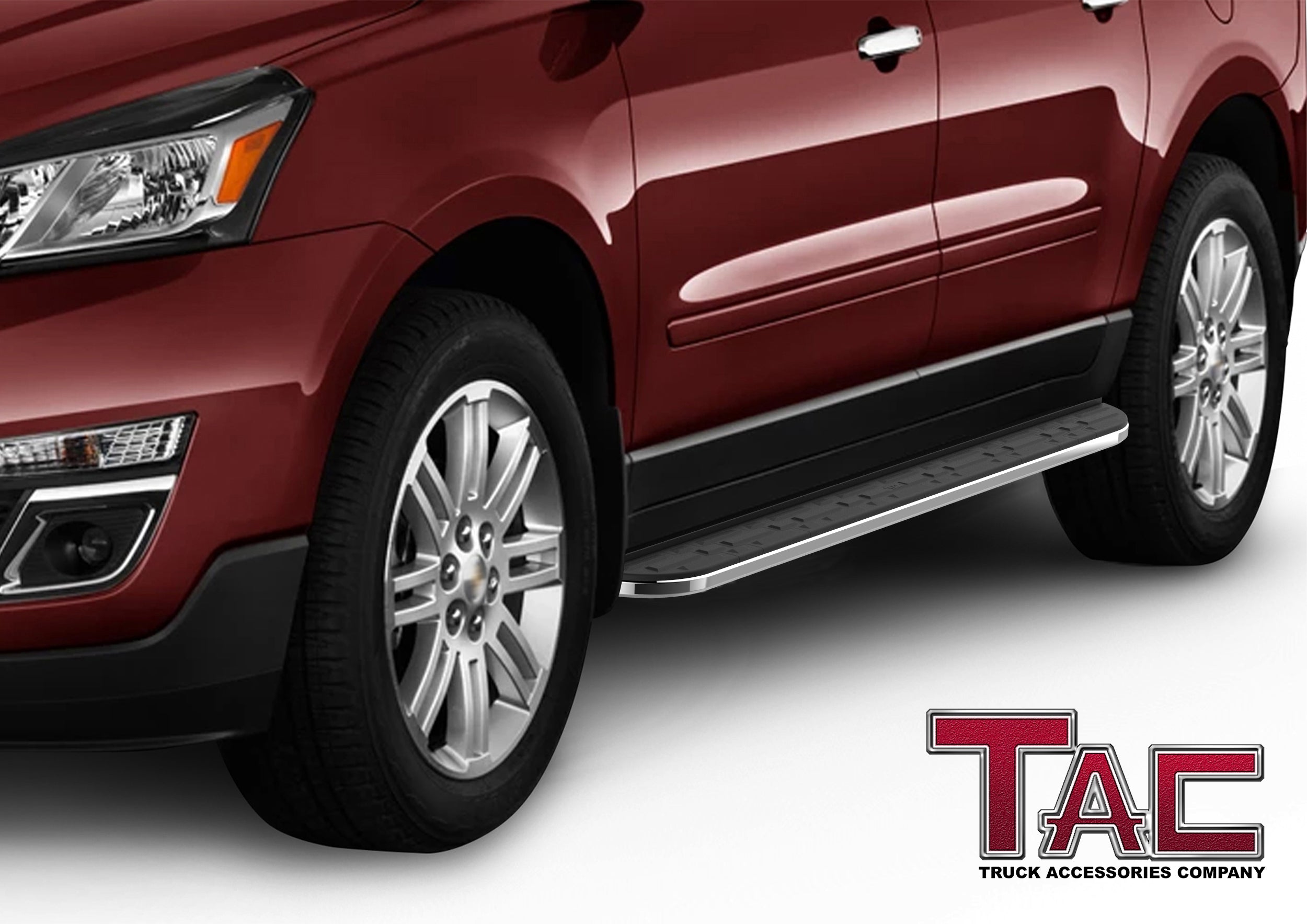 TAC Cobra Running Boards Compatible With 2007-2017 Chevy Traverse | 2007-2016 GMC Acadia (Incl. 2017 Acadia Limited / Exclude. Denali) | 2007-2009 Enclave Aluminum Black Off-Road City Exterior Accessories - 0