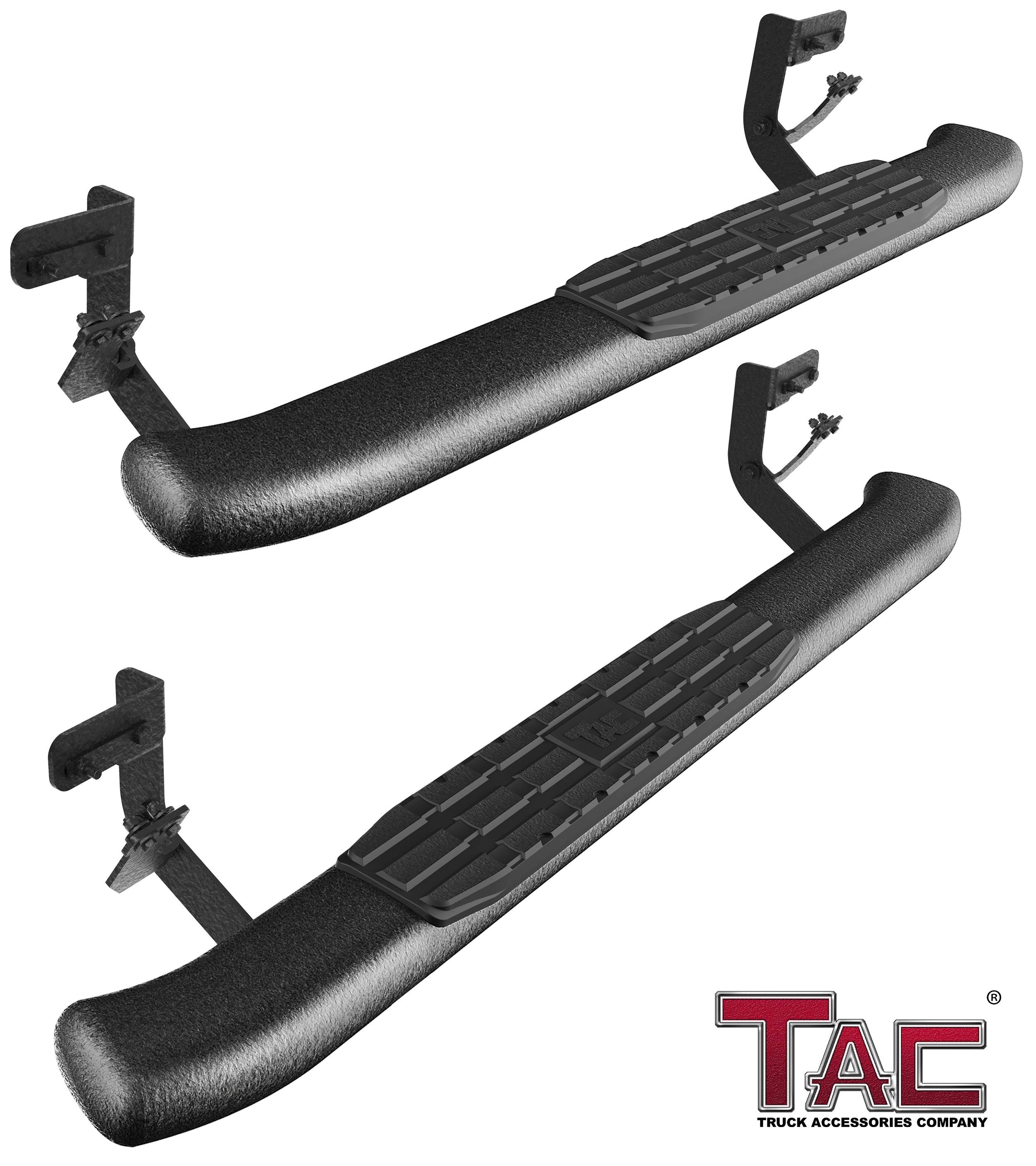 TAC Heavy Texture Black PNC Side Steps For 2009-2018 Dodge Ram 1500 (Incl. 2019-2023 Ram 1500 Classic) /2010-2025 Dodge Ram 2500/3500 Regular Cab Truck | Running Boards | Nerf Bars | Side Bars