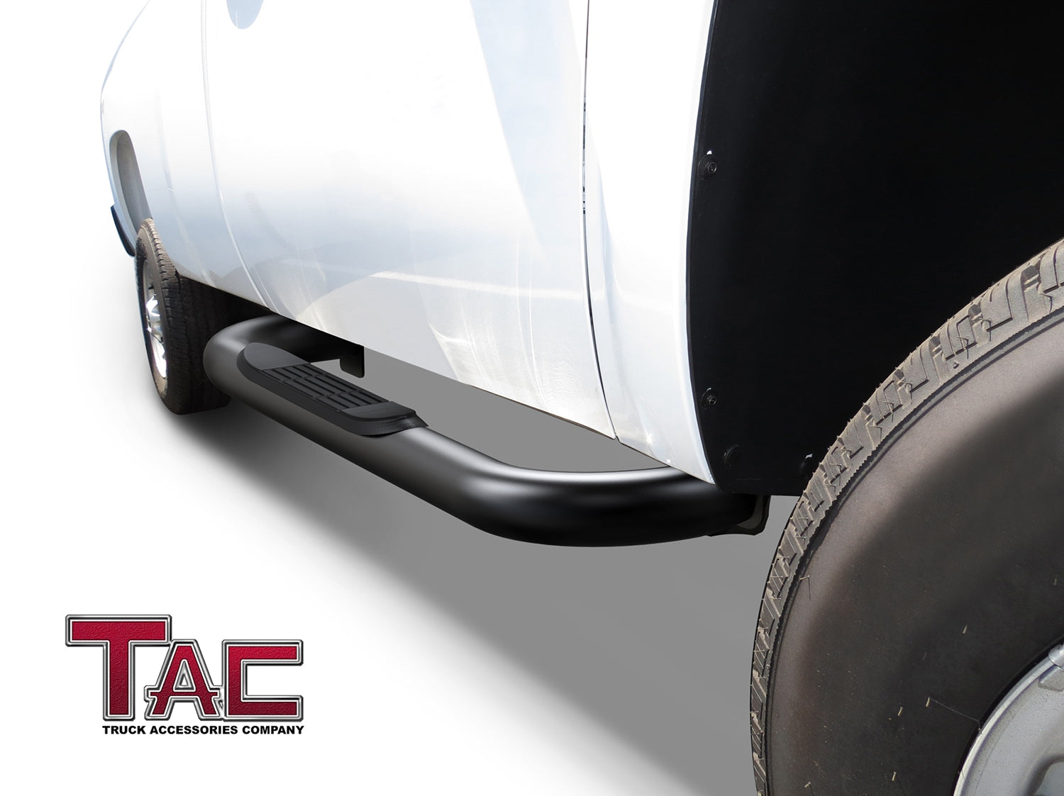 TAC Side Steps fit 1980-1996 Ford Bronco Full Size (97 HD Models Only) / Ford F-Series Regular Cab Pick Up (Incl. 97 HD) Pickup Truck 3" Black Side Bars Nerf Bars Step Rails Running Boards (2 Pieces) - 0