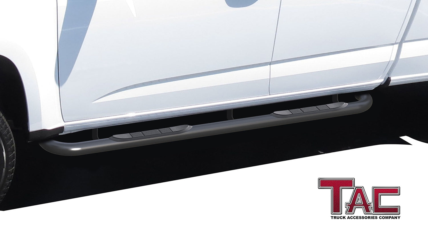 TAC 3" Gloss Black Side Steps Compatible with 2004-2012 Chevy Colorado Crew Cab/GMC Canyon Crew Cab| Running Boards| Side Bars| Step Rails| Nerf Bars| Rocker Slider| Pickup Truck Accessories (2 PCS) - 0