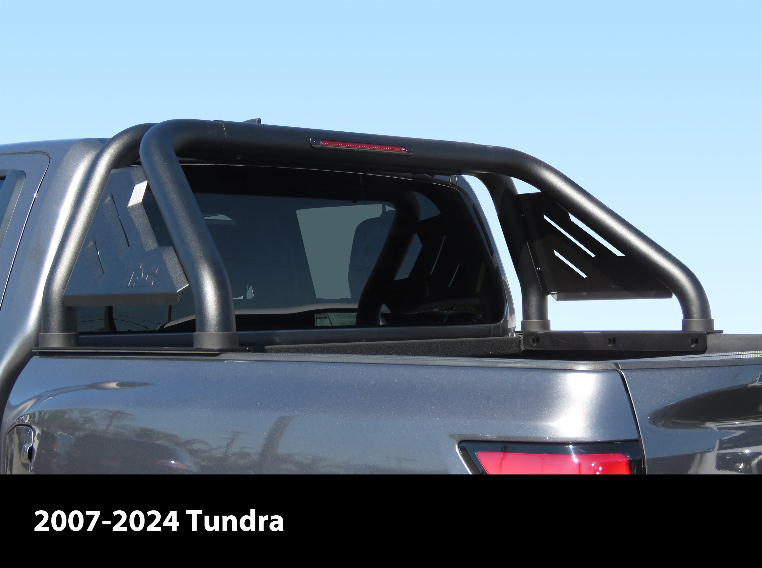 Fits 2007-2024 Tundra Full Size Pickup Truck Roll Bar| Sport Bar| With Brake Light| Carbon Steel Black(Include Mount Plate of LED Light) - 0