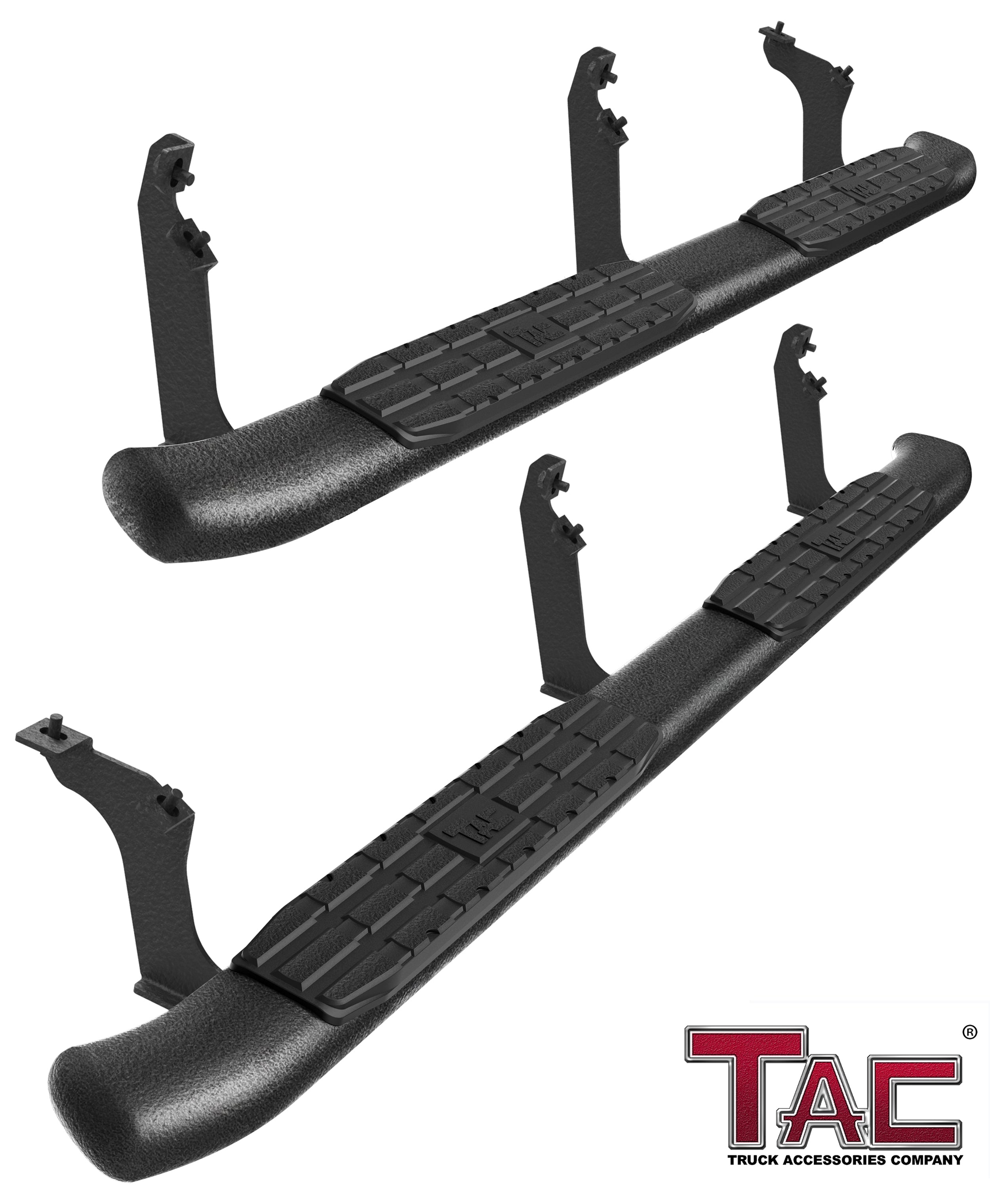 TAC Heavy Texture Black PNC Side Steps For 2019-2023 Ford Ranger SuperCrew Truck Pickup | Running Boards | Nerf Bars | Side Bars