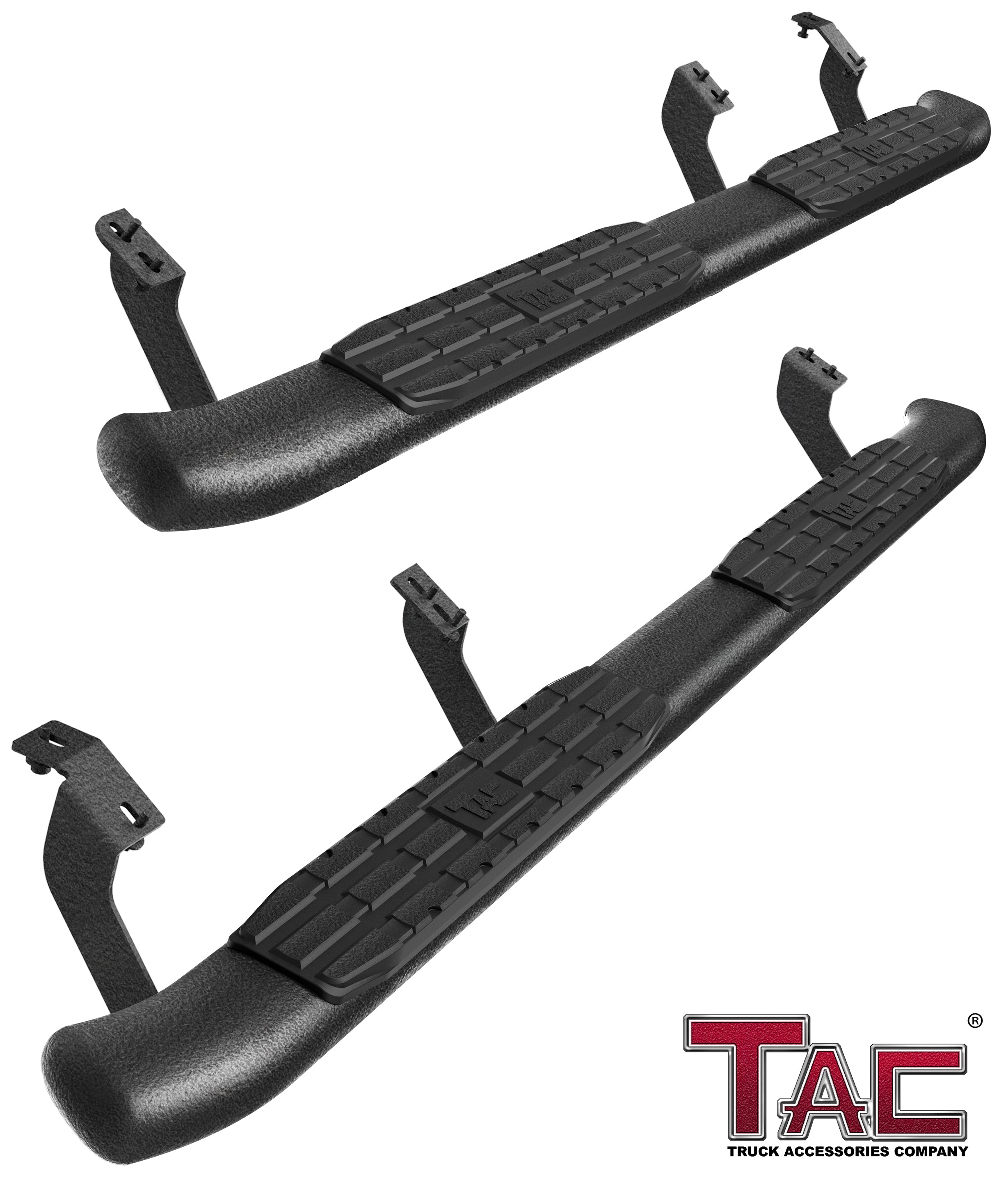 TAC Side Steps Running Boards Compatible with 2007-2021 Toyota Tundra CrewMax Truck Pickup 4.25" Texture Black Side Bars Nerf Bars Off Road Accessories (2pcs)