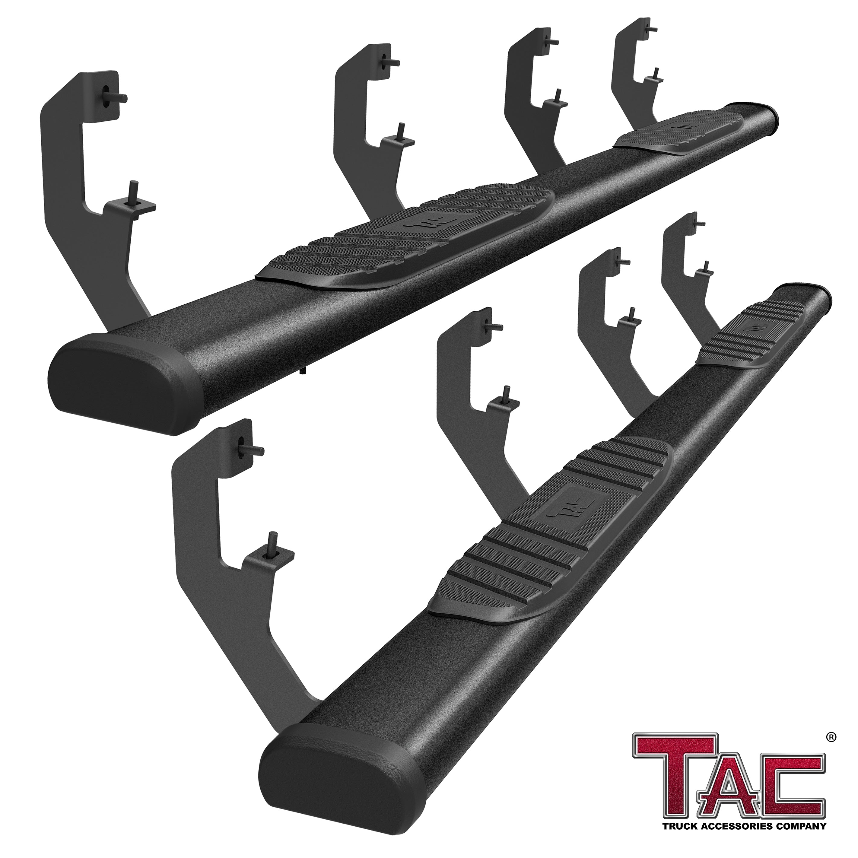 TAC Arrow Side Steps Running Boards Compatible with 2019-2025 Chevy Silverado/GMC Sierra 1500 | 2020-2025 2500/3500 Crew Cab Truck 5" Aluminum Texture Black Step Rails Nerf Bars Off-Road Accessories