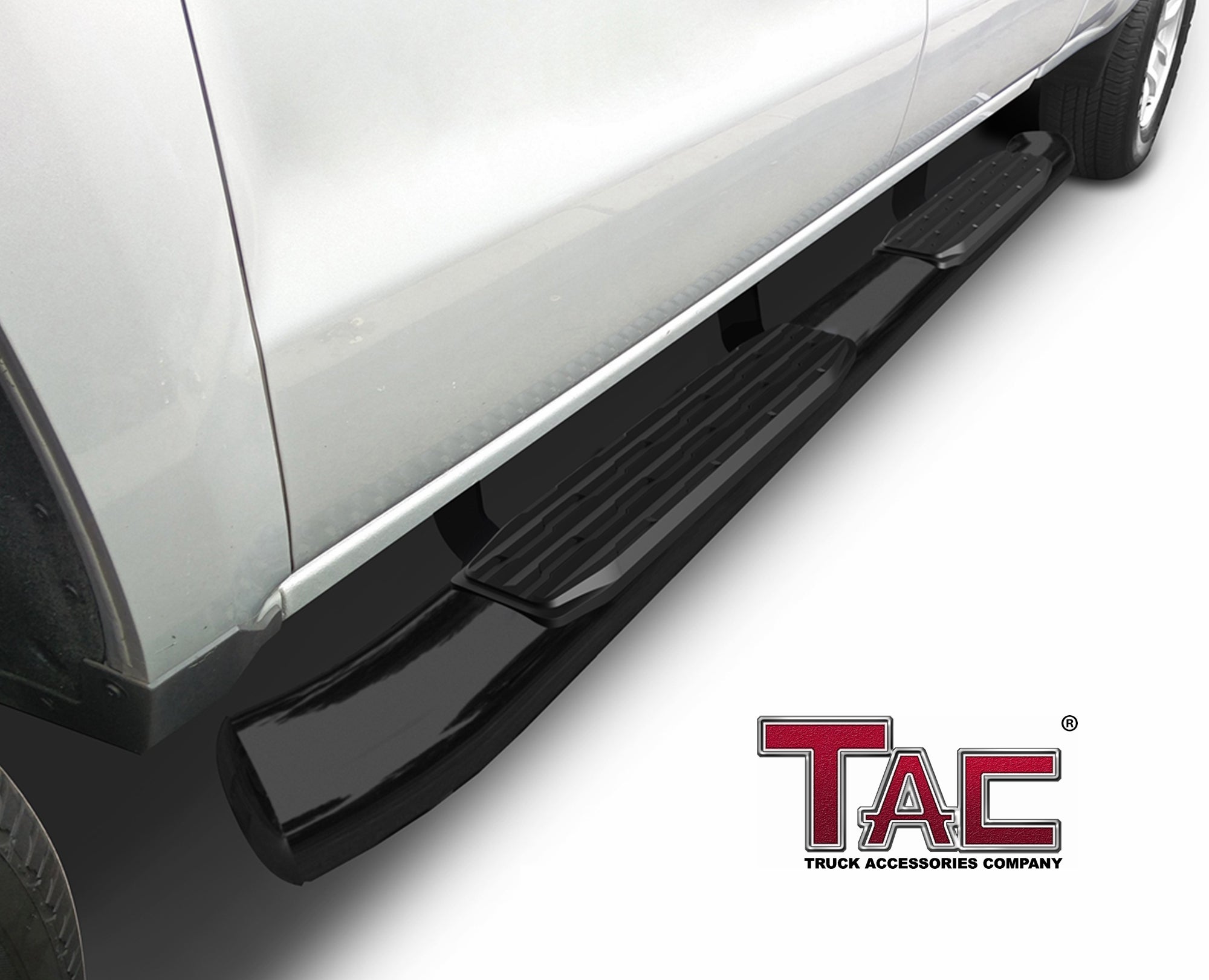 TAC Gloss Black 5" Oval Bend Side Steps For 2005-2022 Toyota Tacoma Double Cab | Running Boards | Nerf Bar | Side Bar - 0