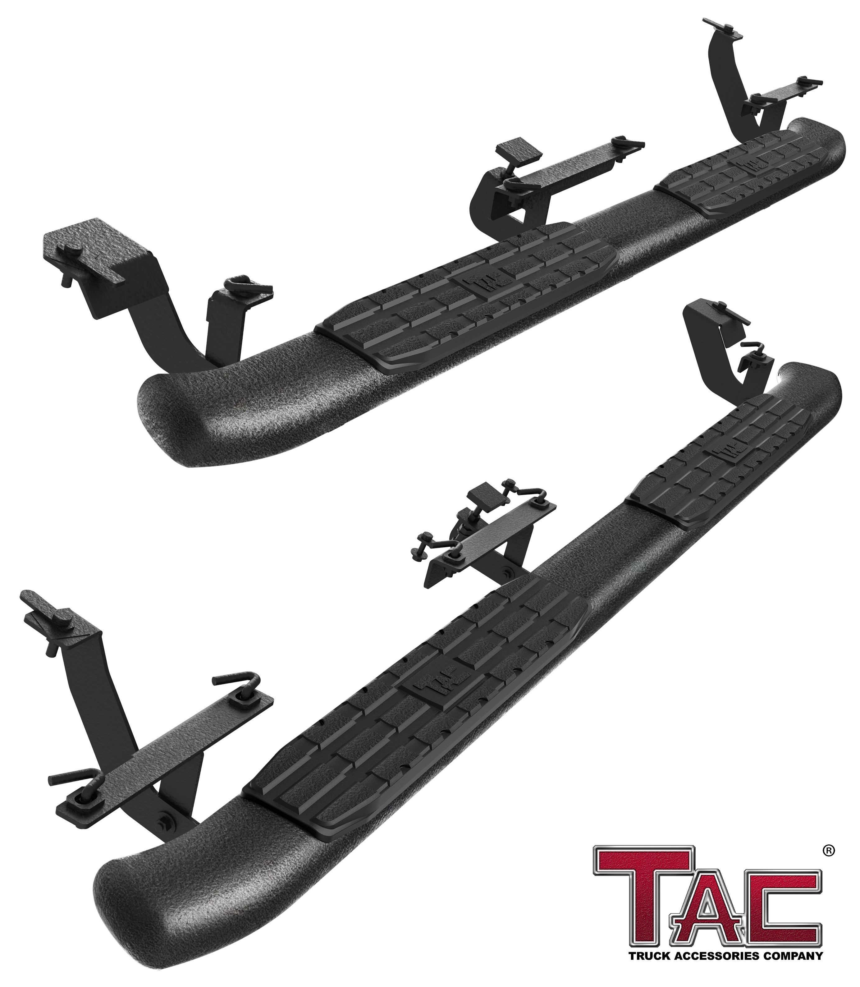 TAC Side Steps Running Boards for 2022-2024 Ford Maverick / Maverick Hybrid Truck Pickup 4.25" Oval Bend Texture Black Side Bars Nerf Bars (Texture Powder Coating Brackets)