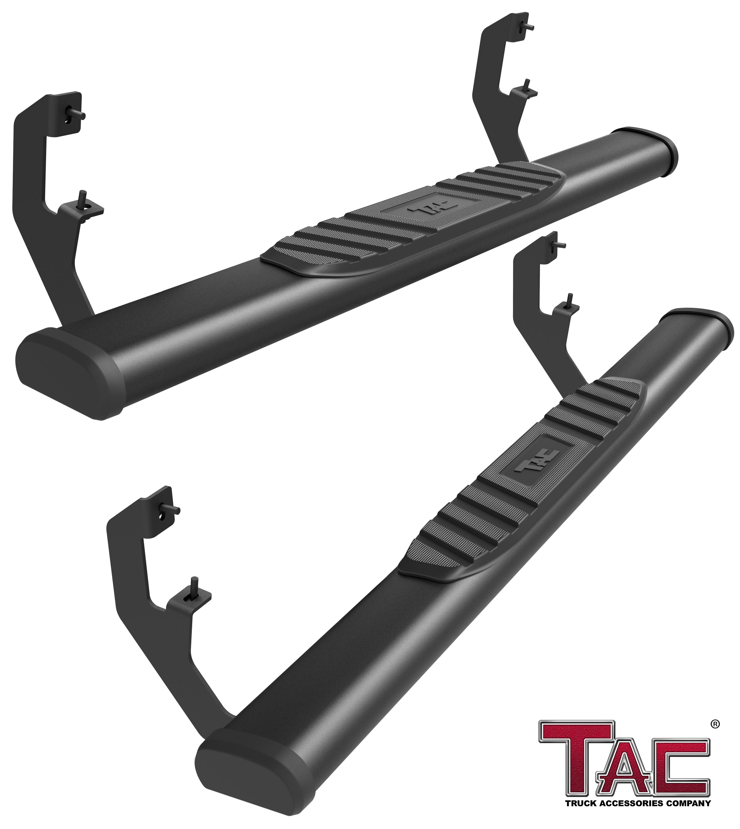 TAC Arrow Side Steps Running Boards Compatible with 2019-2024 Chevy Silverado/GMC Sierra 1500 | 2020-2024 2500/3500 Heavy Duty Regular Cab Truck Pickup 5¡ì Aluminum Texture Black Step Rails Nerf Bars