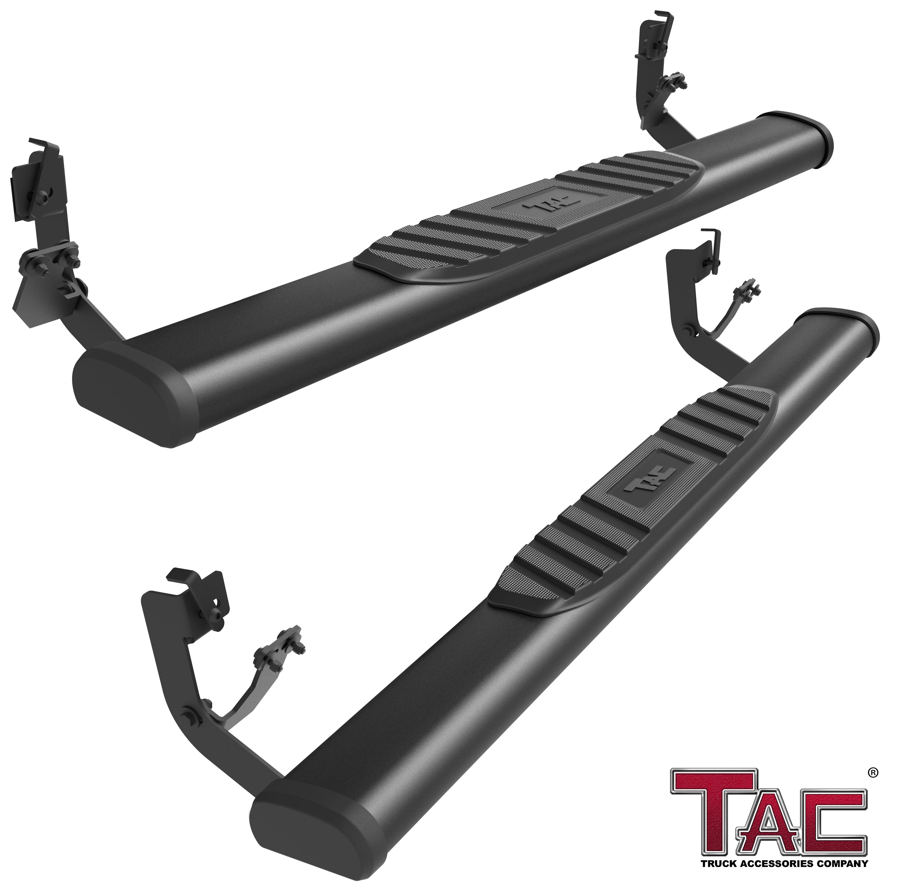 TAC Arrow Side Steps Running Boards Compatible with 2009-2018 Dodge RAM 1500 | 2010-2024 2500/3500 Heavy Duty Regular Cab Truck Pickup 5" Aluminum Texture Black Step Rails Nerf Bars Lightweight