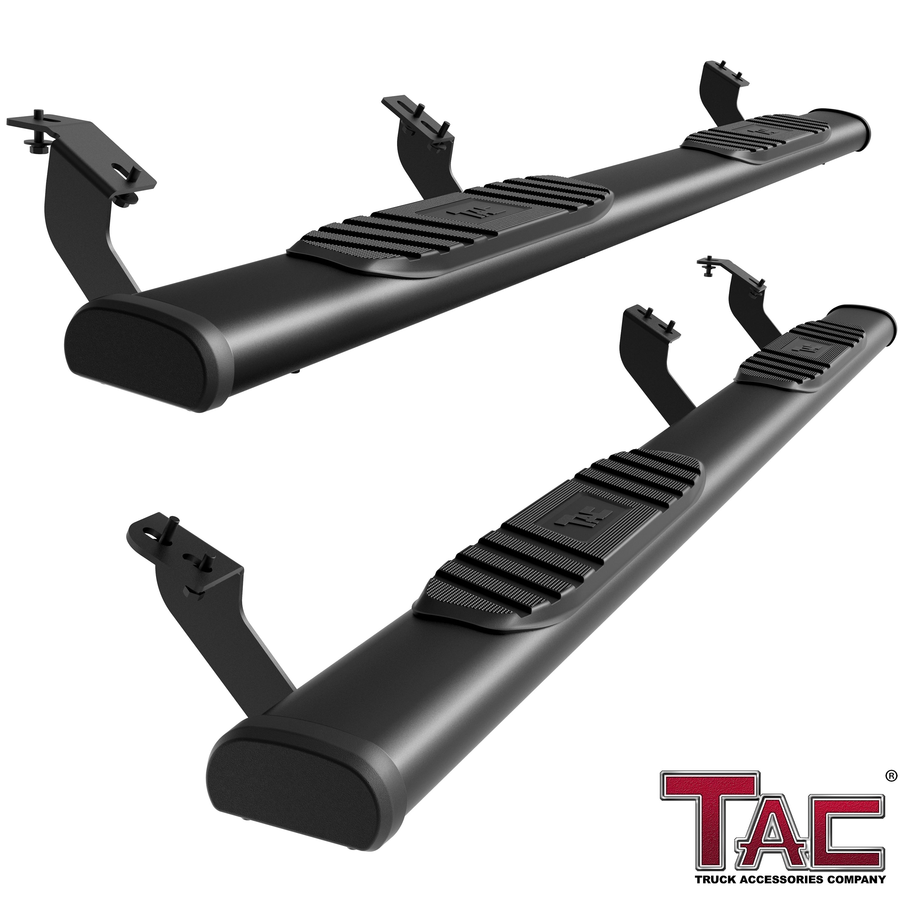 TAC Arrow Side Steps Running Boards Compatible with 2007-2021 Toyota Tundra CrewMax Truck Pickup 5¡ì Aluminum Texture Black Step Rails Nerf Bars Lightweight Off Road Accessories 2Pcs