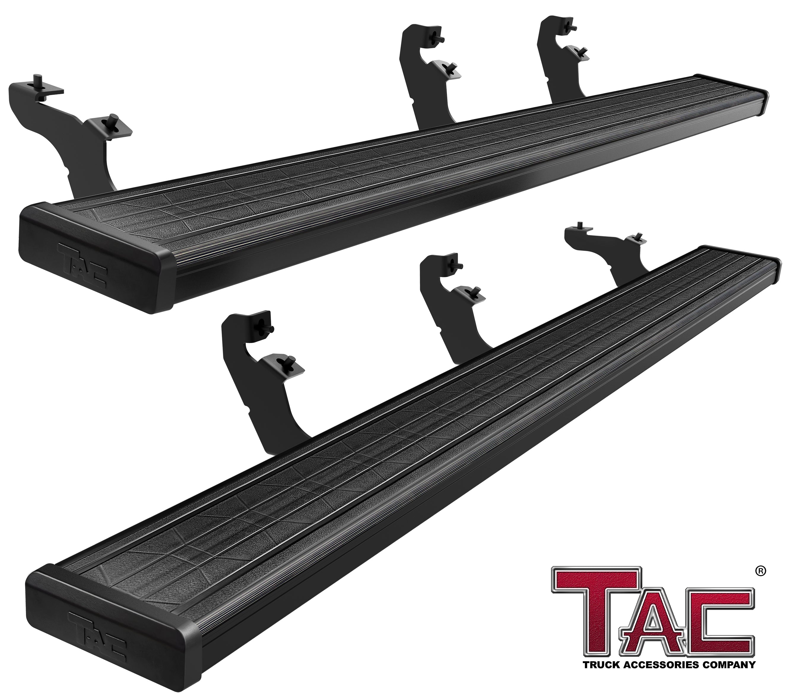 TAC Spear Running Boards Compatible with 2019-2024 Ford Ranger SuperCrew Cab 6" Side Step Rail Nerf Bar Truck Accessories Aluminum Texture Black Width Body and Soft top Lightweight 2Pcs