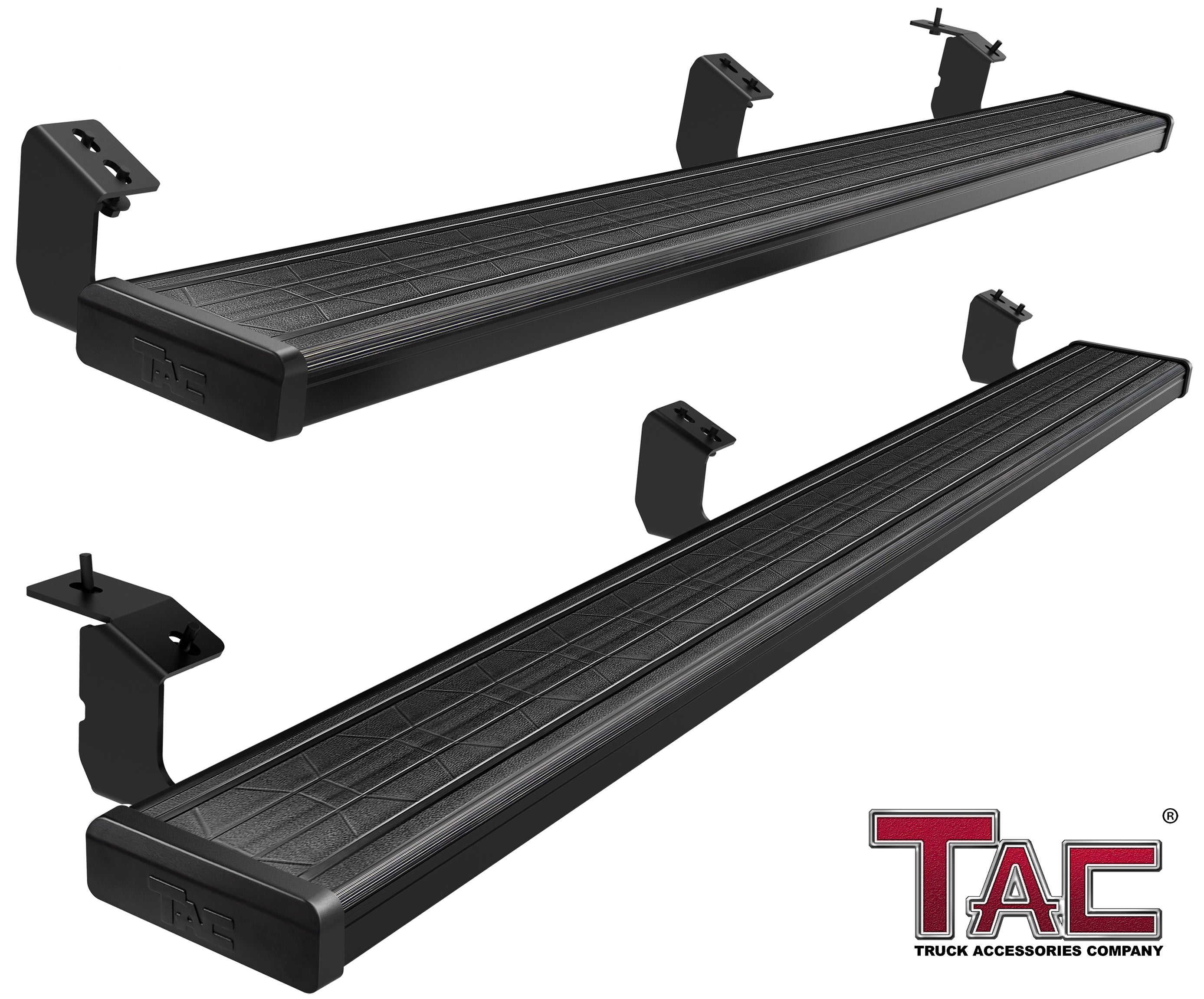 TAC Spear Running Boards Compatible with 2005-2023 Toyota Tacoma Double Cab Pickup 6" Side Step Rail Nerf Bar Truck Accessories Aluminum Texture Black Width Body and Soft top Lightweight 2Pcs