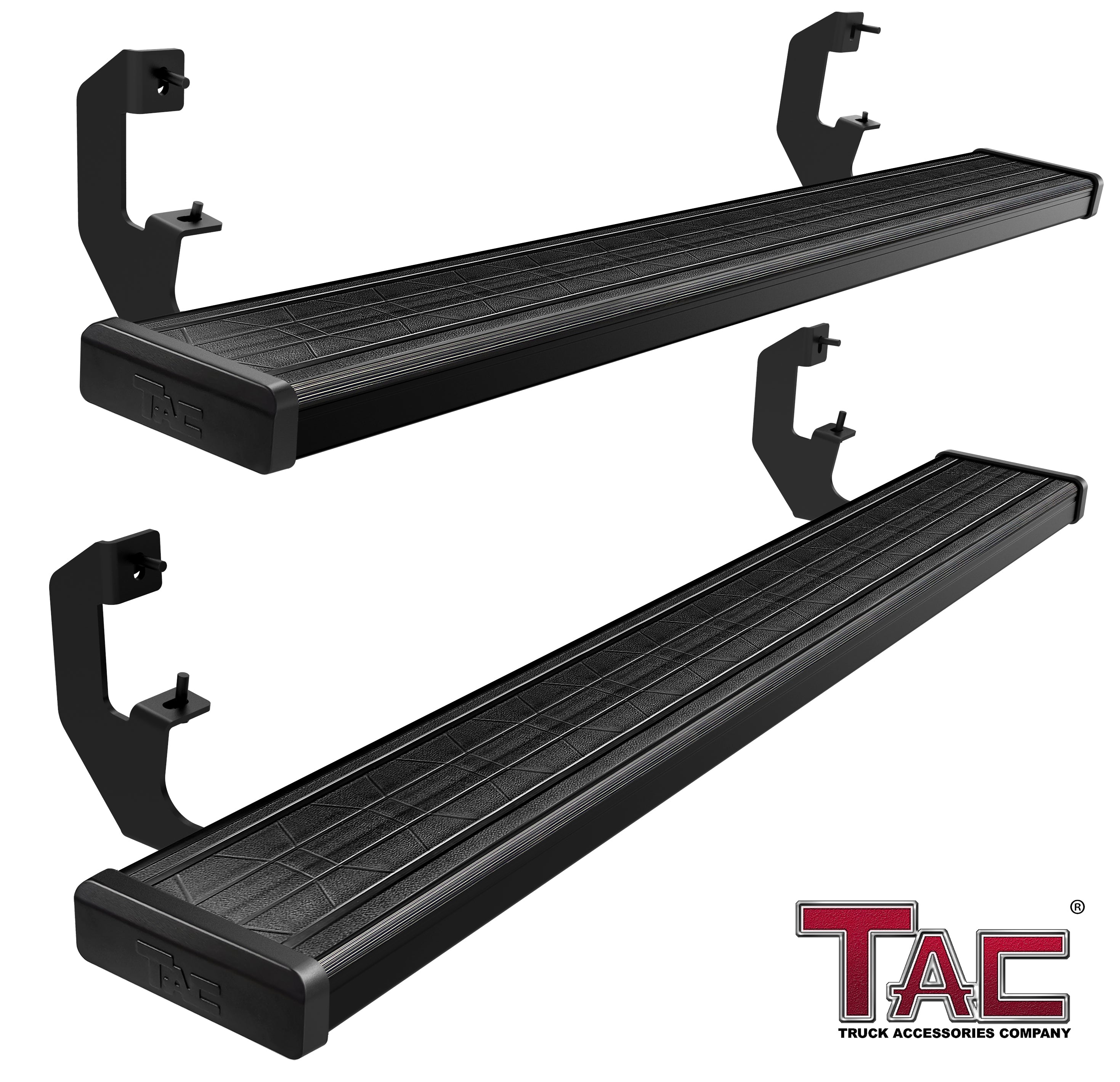 TAC Spear Running Boards Compatible with 2019-2024 Chevy Silverado/GMC Sierra 1500|2020-2024 2500/3500 Regular Cab 6" Side Step Rail Nerf Bar Truck Accessories Aluminum Texture Black