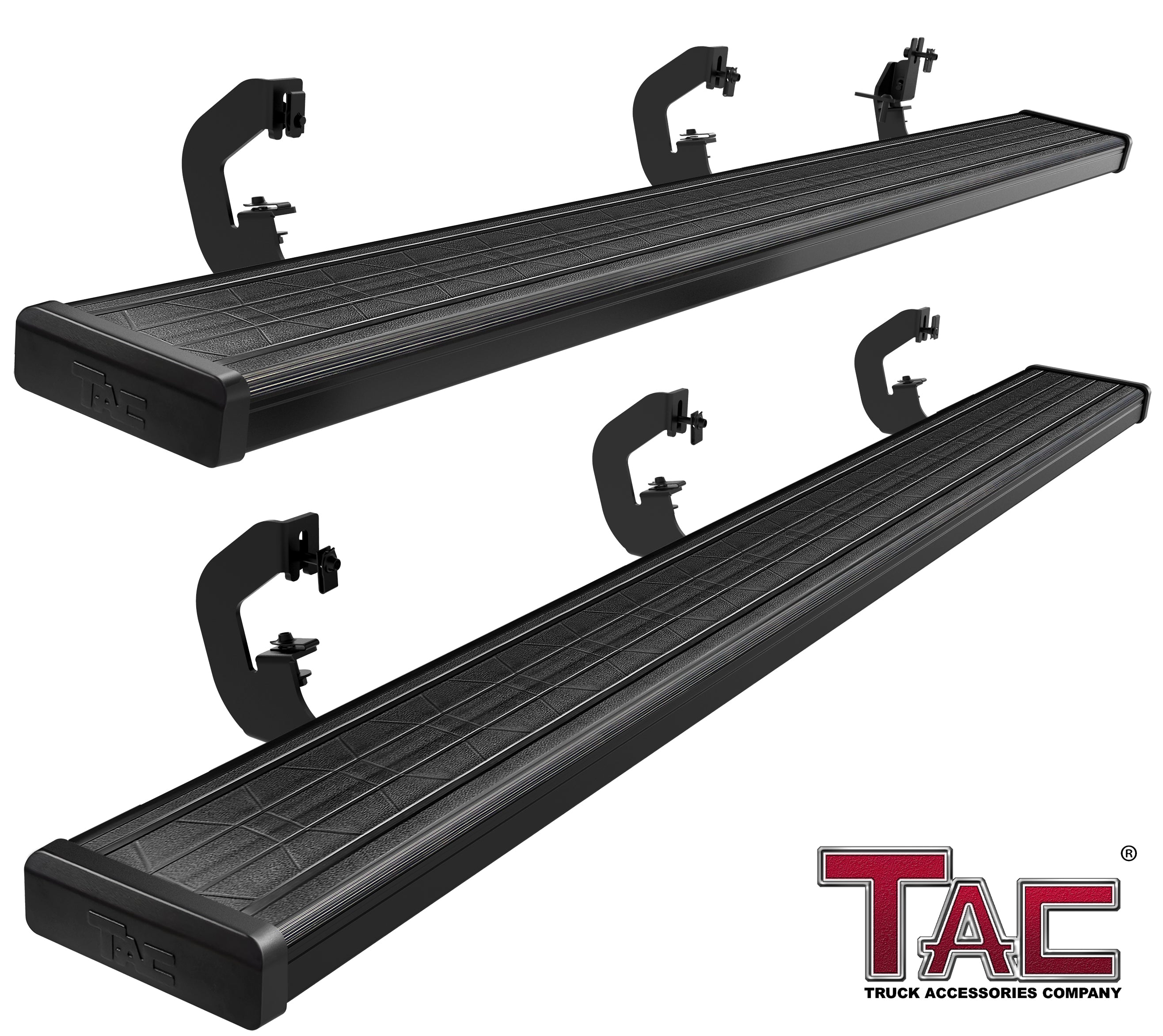 TAC Spear Running Boards fit 2007-2018 Chevy Silverado/GMC Sierra 1500|2007-2019 2500/3500 Extended/Double Cab (Incl.2019 Silverado 1500 LD/Sierra 1500 Limited) 6" Side Step Rail Nerf Bar Black