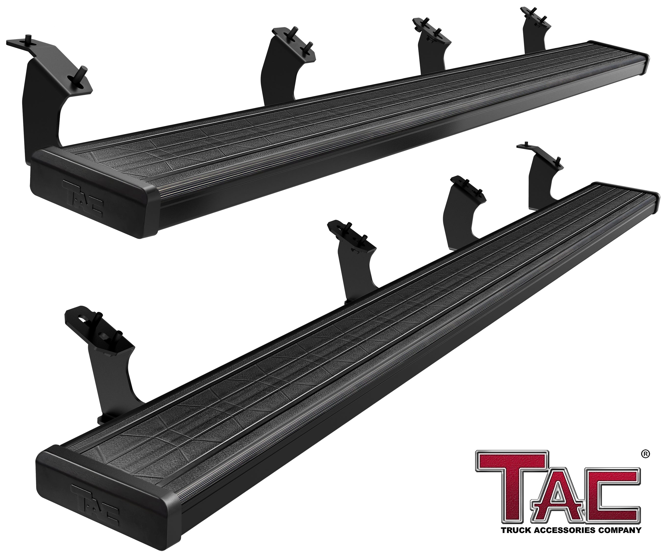 TAC Spear Running Boards Compatible with 2007-2021 Toyota Tundra CrewMax 6" Side Step Rail Nerf Bar Truck Accessories Aluminum Texture Black Width Body and Soft top Lightweight 2Pcs