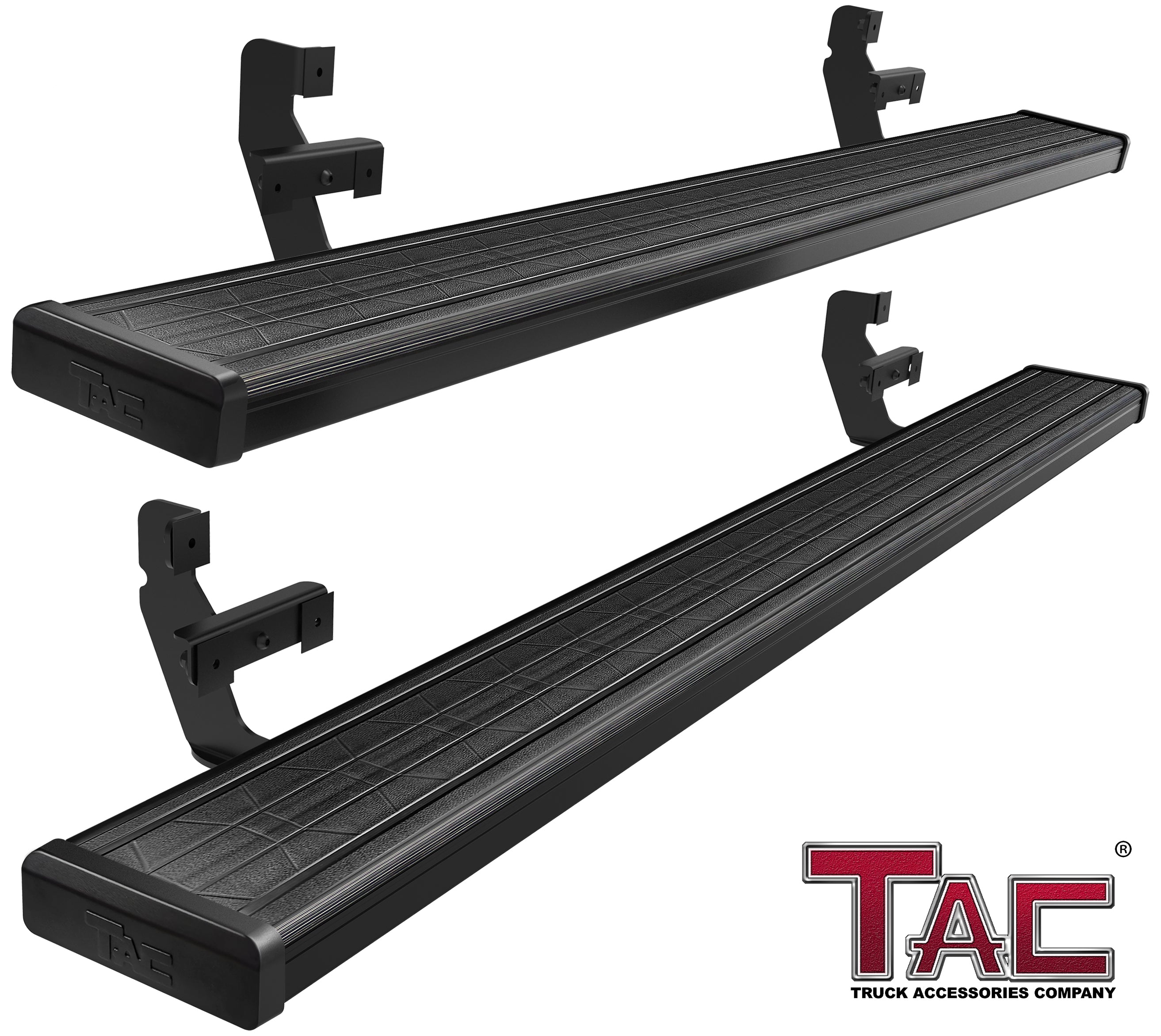 TAC Spear Running Boards Compatible with 2015-2024 Ford F150 Super Cab|2017-2024 F250/350/450/550 Super Duty Super Cab 6" Side Step Rail Nerf Bar Truck Accessories Aluminum Texture Black Width Body