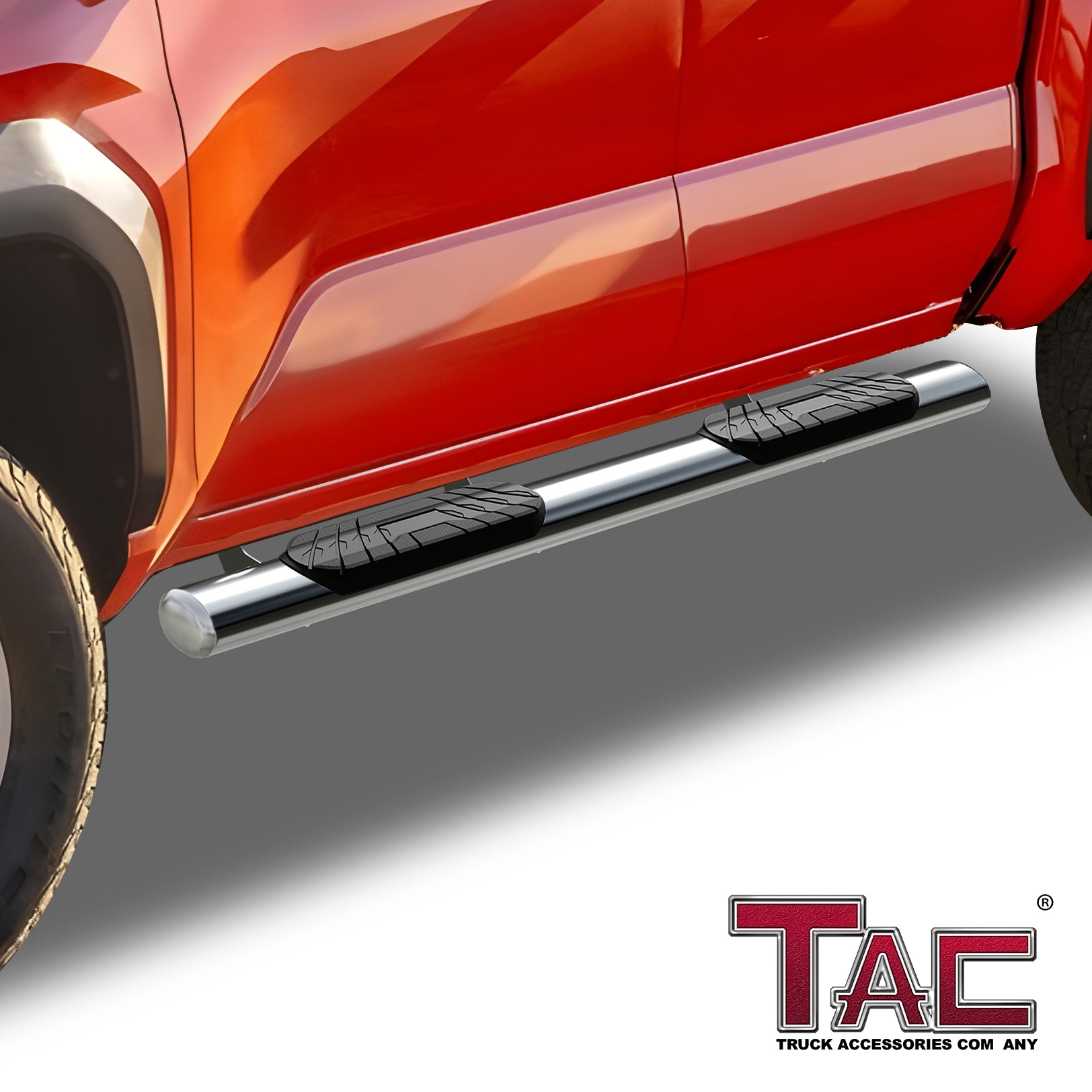 TAC Side Steps for 2024 Toyota Tacoma Double Cab Truck Pickup 4” Oval Tube Stainless Steel Side Bars Nerf Bars Running Boards (2 pcs) - 0