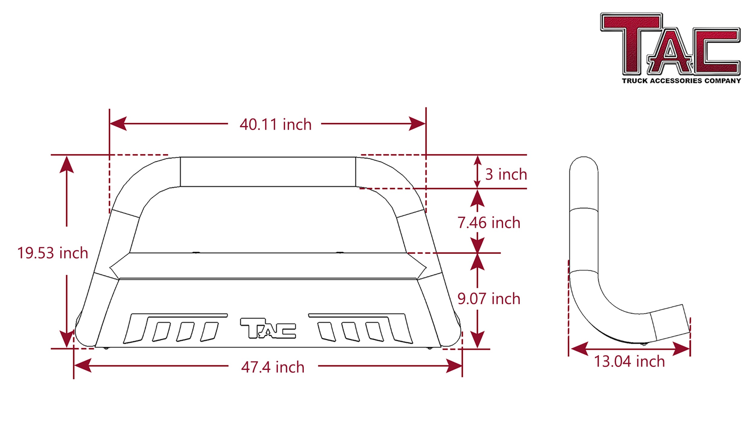 TAC Heavy Texture Black 3" Bull Bar For 2024 Toyota Tacoma Pickup Truck Front Bumper Brush Grille Guard Nudge Bar