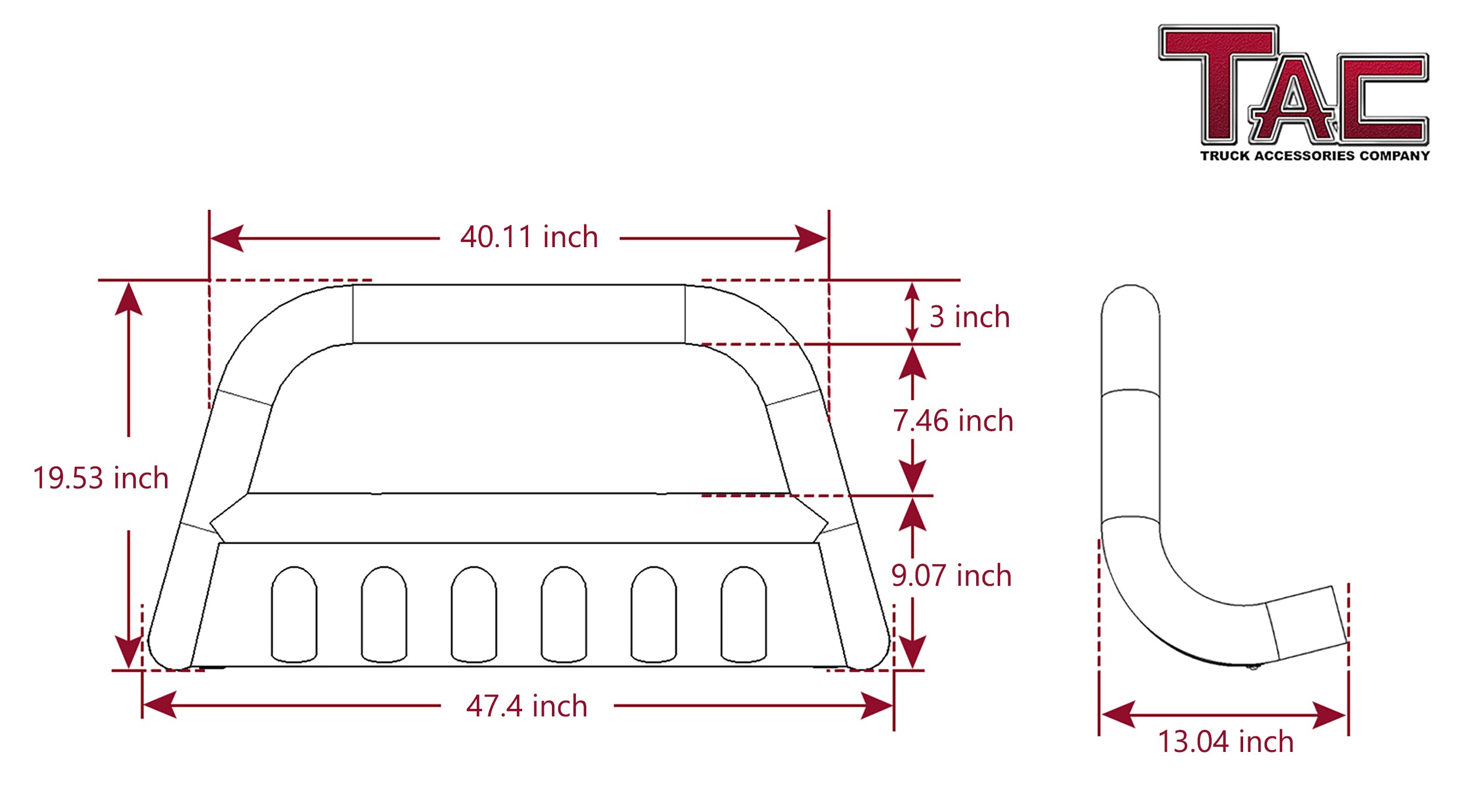 TAC Gloss Black 3" Bull Bar For 2024 Toyota Tacoma Truck Front Bumper Brush Grille Guard Nudge Bar