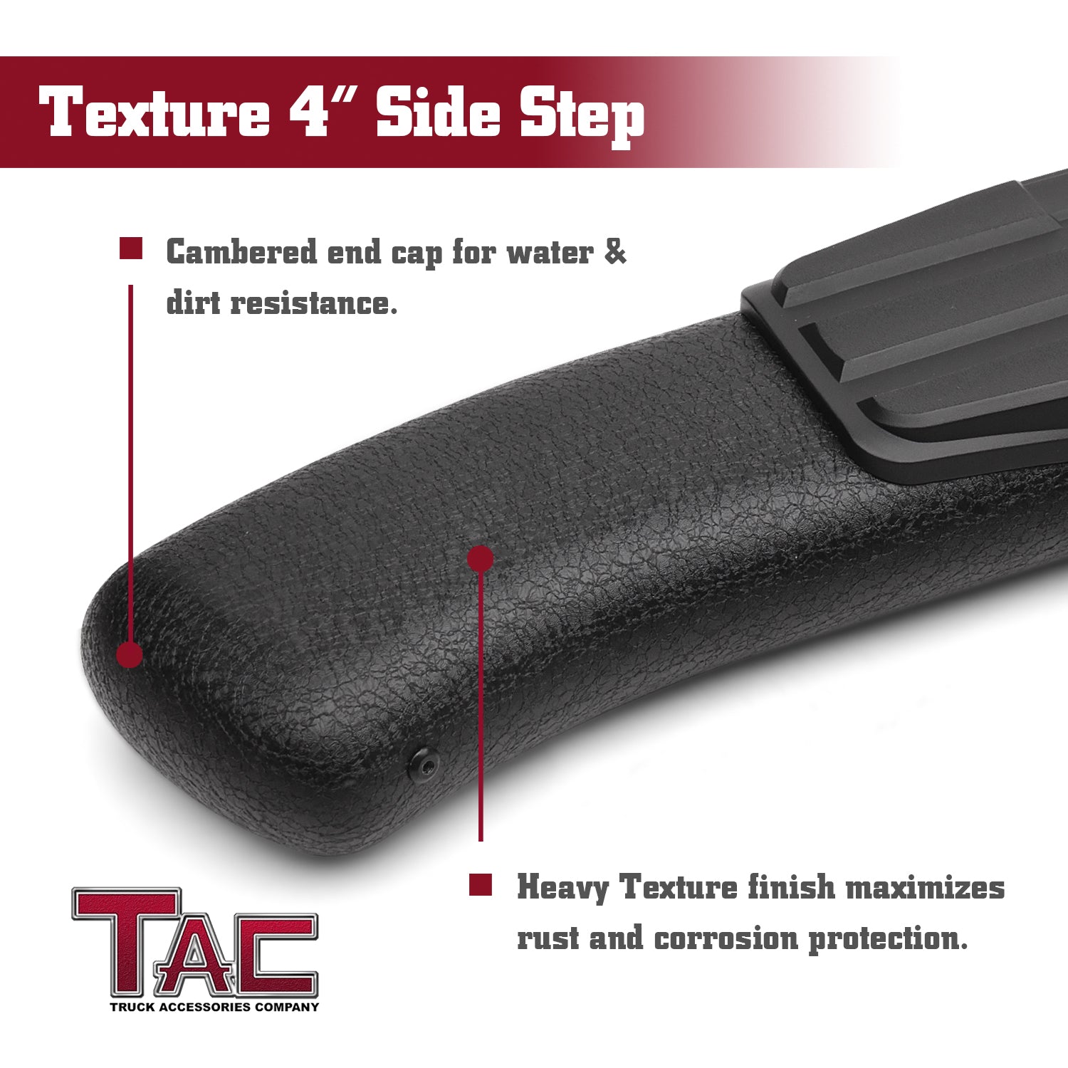 TAC Side Steps for 2024 Toyota Tacoma Double Cab Pickup Truck 4" Oval Bend Texture Black Nerf Bars Running Boards (Texture Powder Coating Brackets)