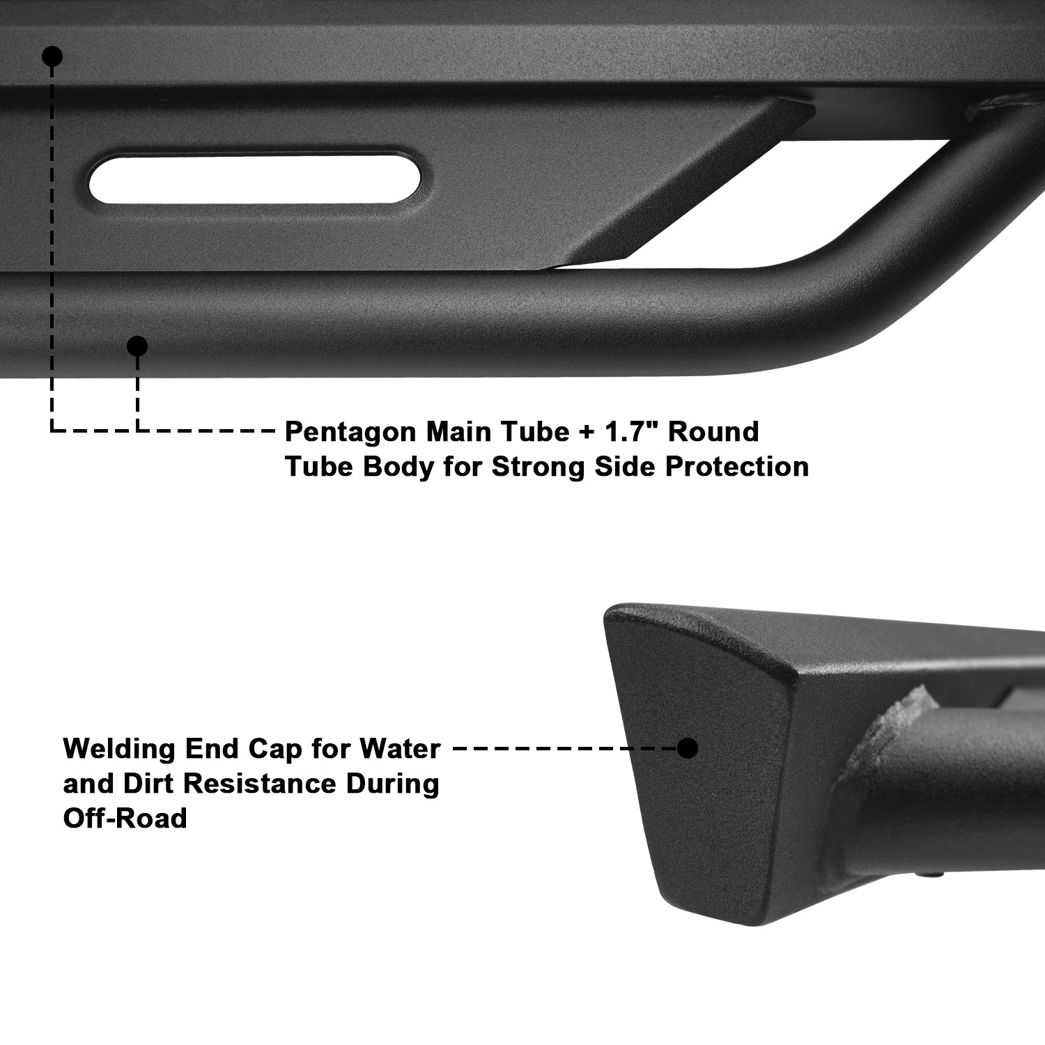 TAC Rocker Running Boards Compatible With 2015-2024 Ford F150 SuperCrew Cab | 2022-2024 F150 Lightning EV| Side Steps| Nerf Bars| Step Bars| Step Rails| Rock Sliders| Carbon Steel| Pickup Truck Accessories| Fine Texture Black (2 PCS)