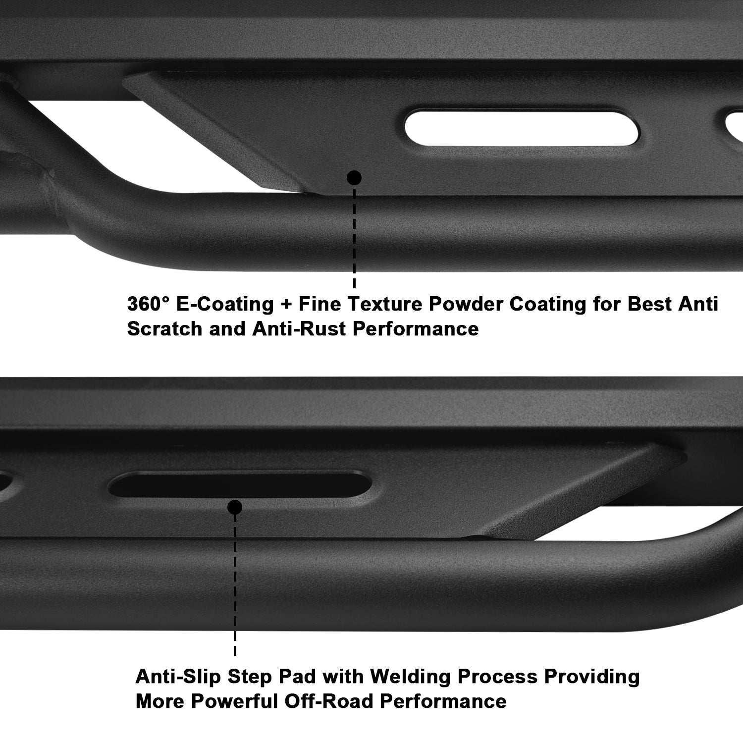 TAC Rocker Running Boards Compatible With 2015-2024 Ford F150 SuperCrew Cab | 2022-2024 F150 Lightning EV| Side Steps| Nerf Bars| Step Bars| Step Rails| Rock Sliders| Carbon Steel| Pickup Truck Accessories| Fine Texture Black (2 PCS)