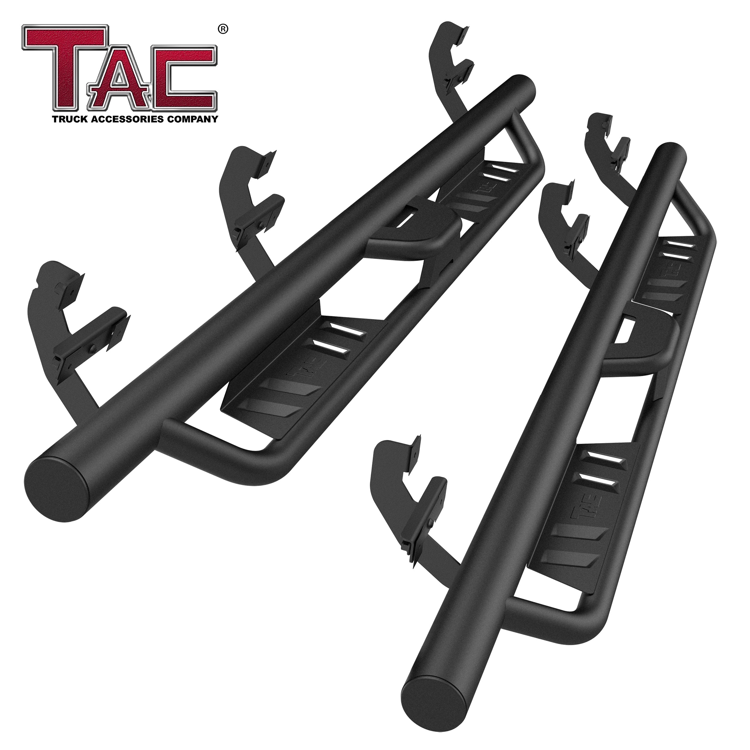 TAC EHD Two-Stair Drop Steps Running Boards Compatible With 2015-2024 Ford F150 Supercrew Cab| 2022-2024 F150 Lightning EV| 2017-2024 F250/F350/F450/F550 Super Duty Crew Cab | Side Steps| Nerf Bars| Step Rails| Rocker Slider|  4" Drop (2 PCS)