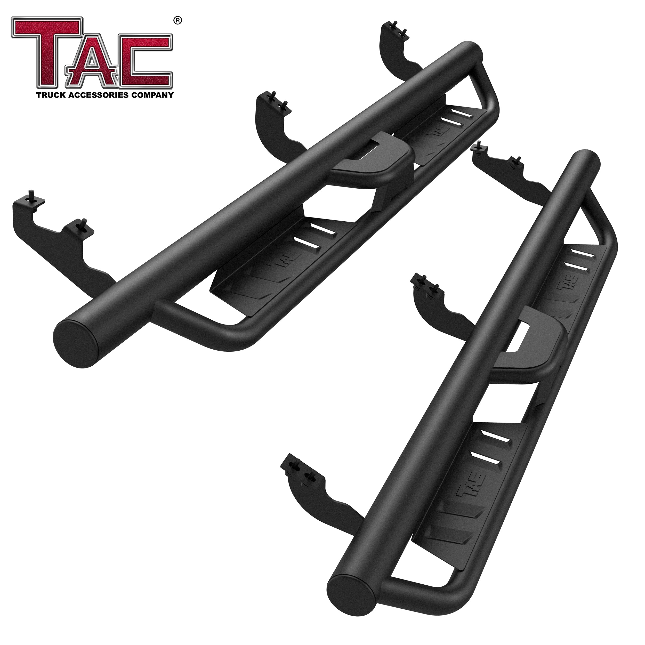 TAC EHD Two-Stair Drop Steps Running Boards Compatible With 2010-2024 Toyota 4Runner| Side Steps| Nerf Bars| Step Rails| Rocker Slider| Pickup Truck Exterior Accessories|  4" Drop| Carbon Steel| Fine Texture Black (2 PCS)