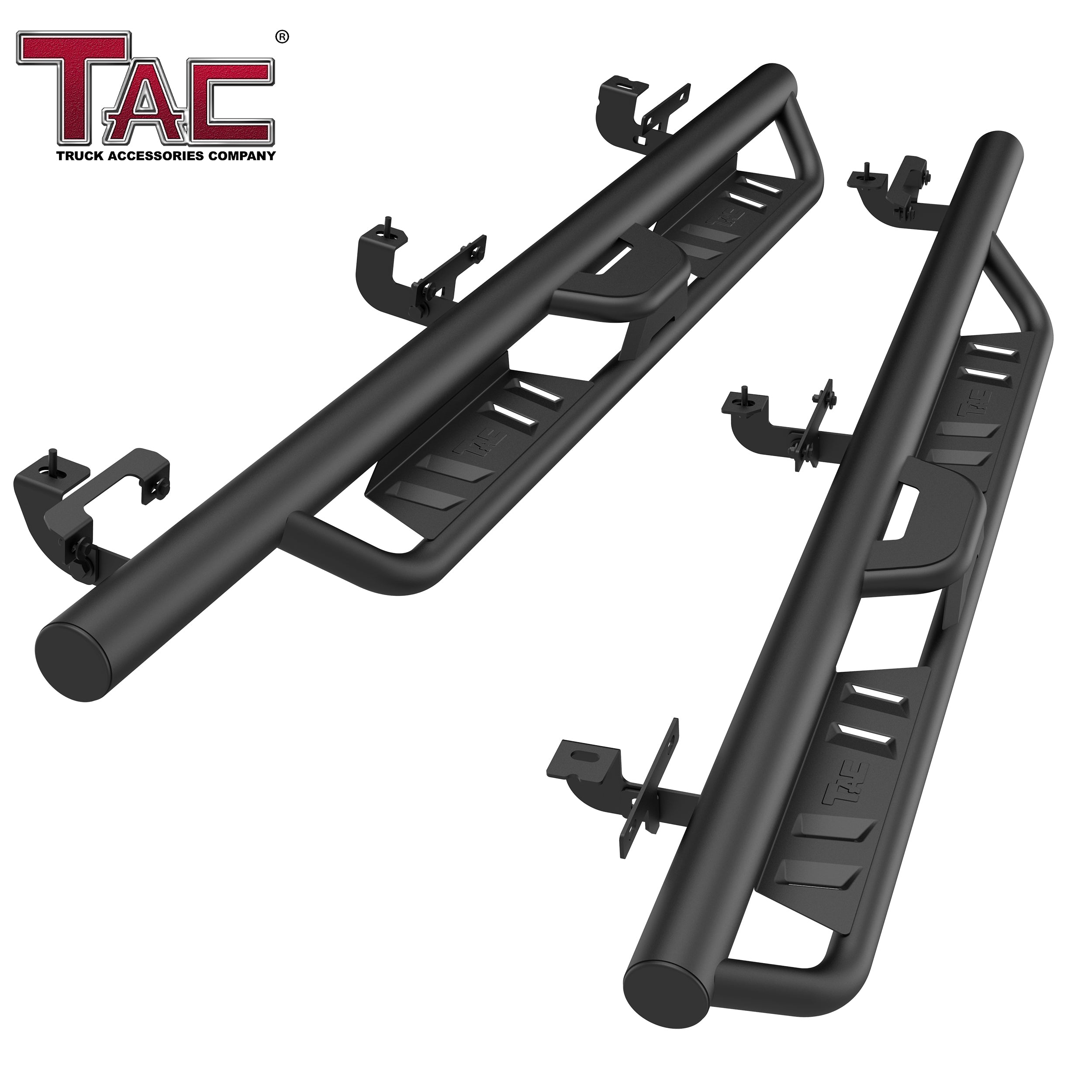 TAC EHD Two-Stair Drop Steps Running Boards Compatible With 2018-2025 Jeep Wrangler JL 4 Door | 2021-2025 Wrangler JL 4xe | Rocker Slider| Truck Exterior Accessories|  4" Drop| Carbon Steel| Fine Texture Black (2 PCS)