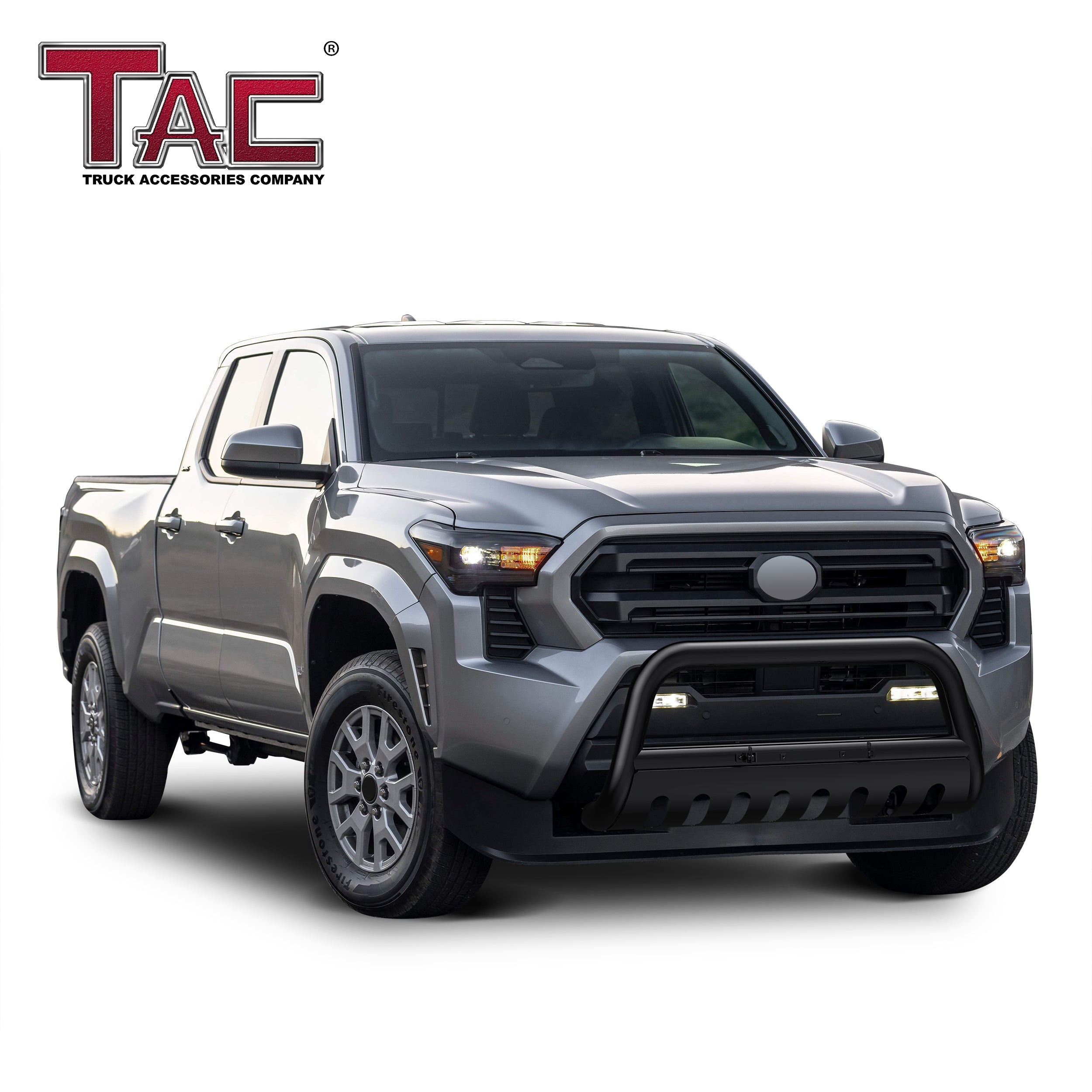 TAC Gloss Black 3" Bull Bar For 2024 Toyota Tacoma Truck Front Bumper Brush Grille Guard Nudge Bar