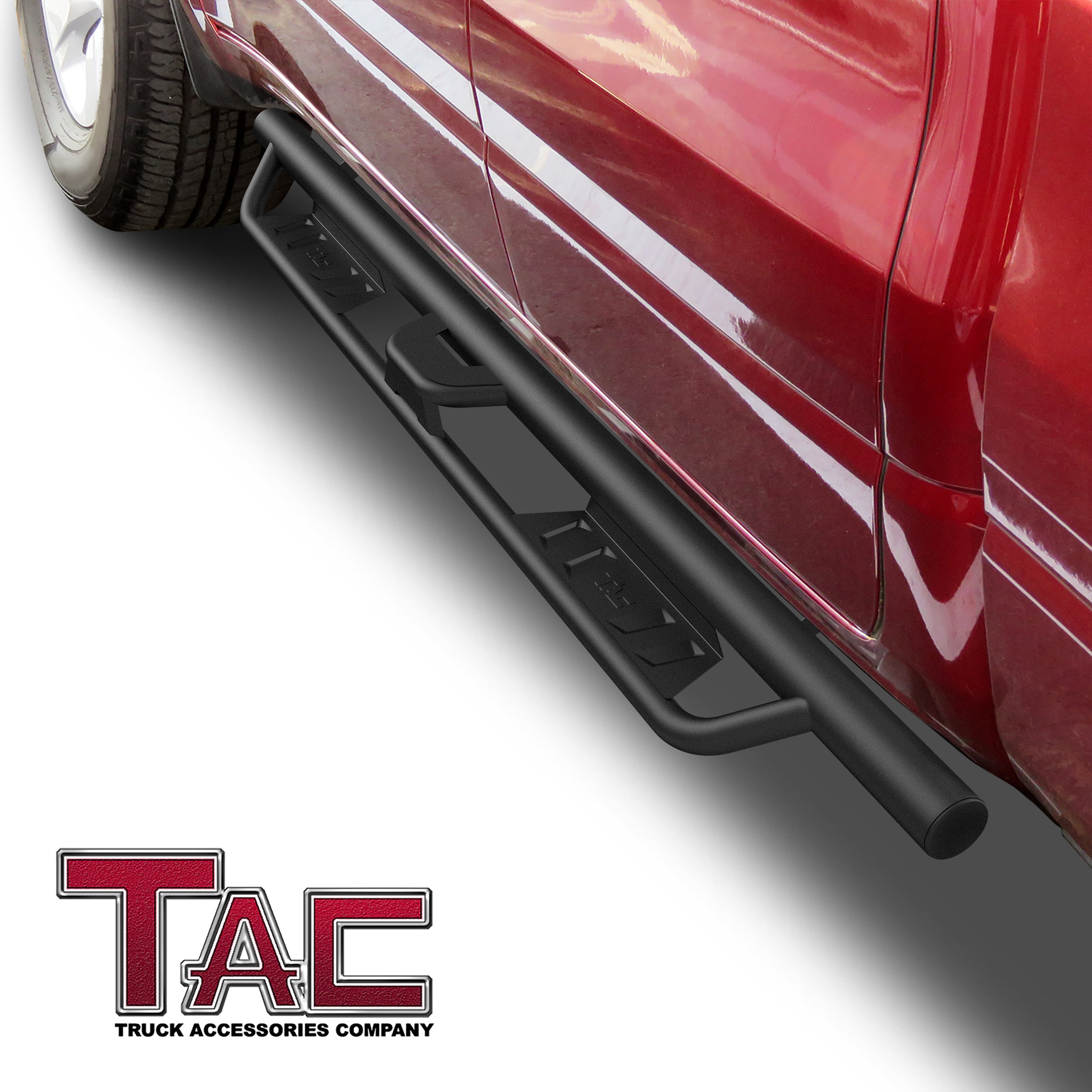 TAC EHD Two-Stair Drop Steps Running Boards Compatible With 2019-2025 RAM 1500 Crew Cab(Excl. 2019-2024 RAM 1500 Classic) | Side Steps| Nerf Bars| Step Rails| Rocker Slider| Pickup Truck Exterior Accessories|  4" Drop| Carbon Steel| Black (2 PCS) - 0