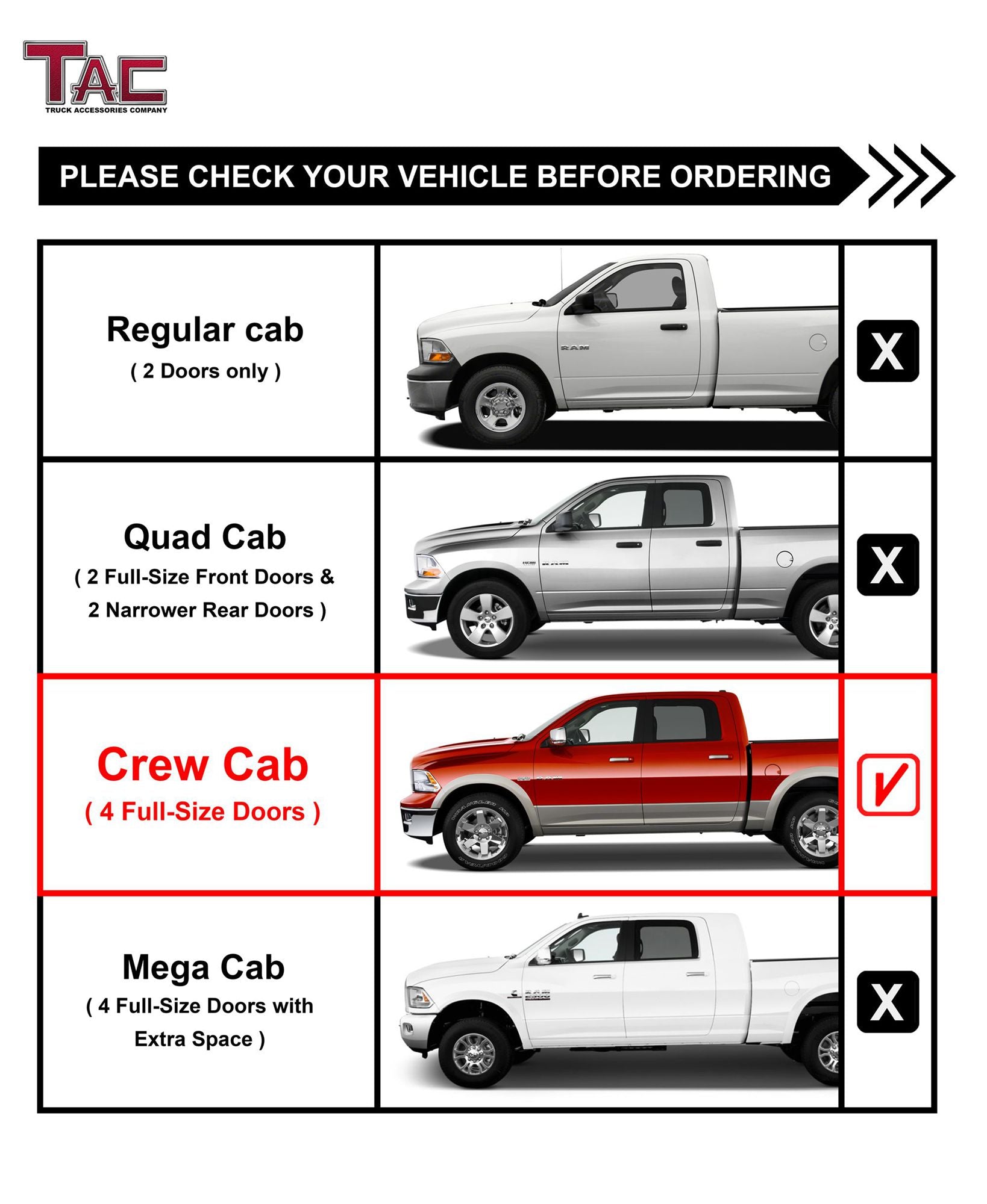 Fits 2009-2018 RAM 1500 Crew Cab| 2019-2023 RAM 1500 Classic| 2010-2024 RAM 2500/3500 Crew Cab (Include. RAM 2500-5500 Chassis Cab Diesel models)| Running Boards| Side Steps| Nerf Bars| 4" Drop| Tubular Style| Fine Texture Black