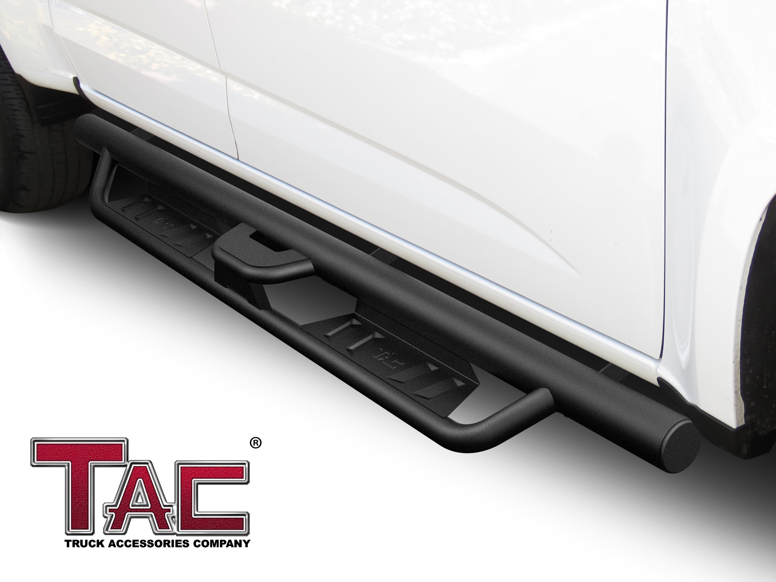 TAC EHD Two-Stair Drop Steps Running Boards Compatible With 2015-2025 Chevy Colorado/GMC Canyon Crew Cab| Side Steps| Nerf Bars| Step Rails| Rocker Slider| Pickup Truck Exterior Accessories|  4" Drop| Carbon Steel| Fine Texture Black (2 PCS) - 0